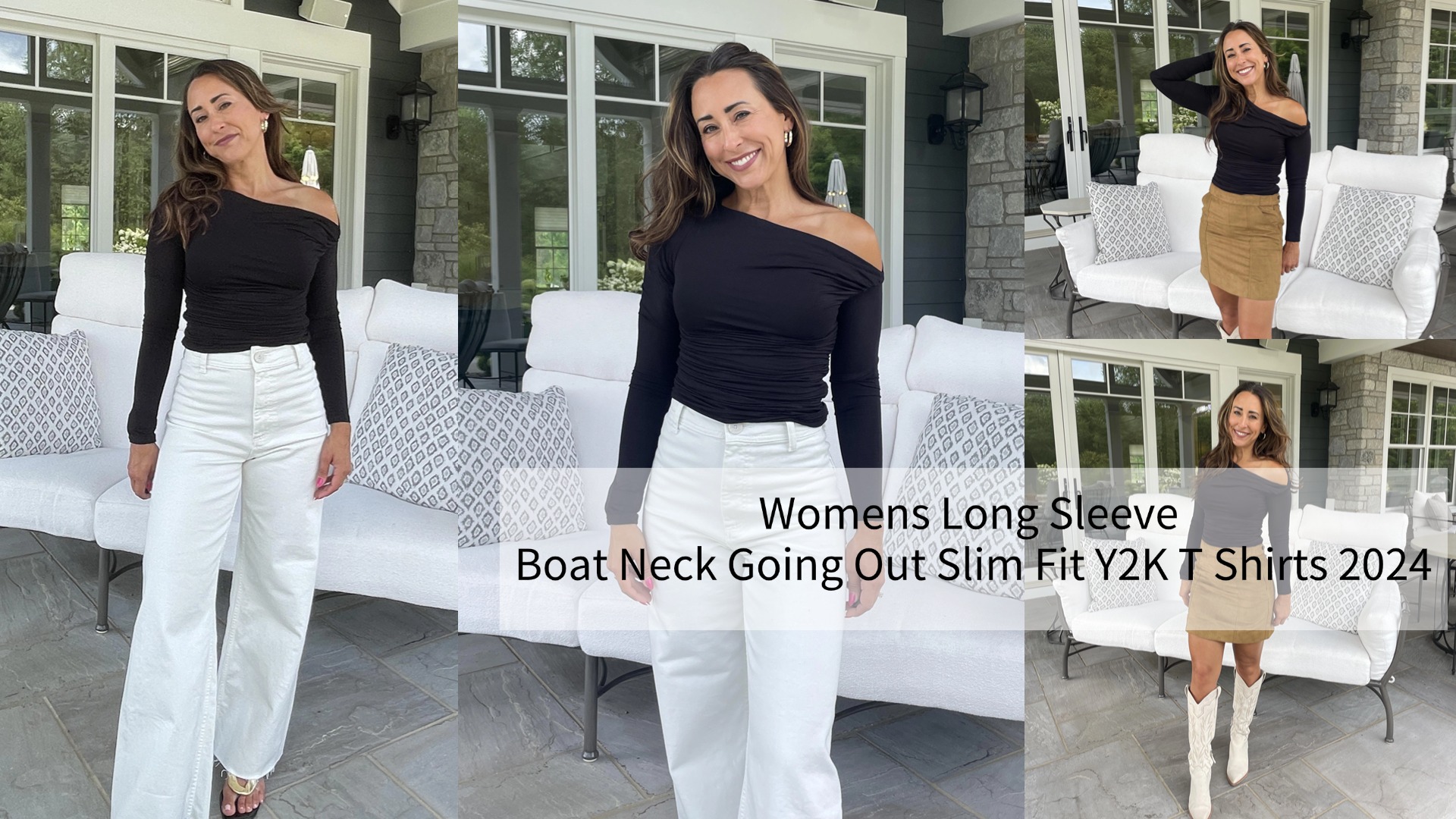 Zeagoo Womens Long Sleeve Off The Shoulder Casual Crop Tops Boat