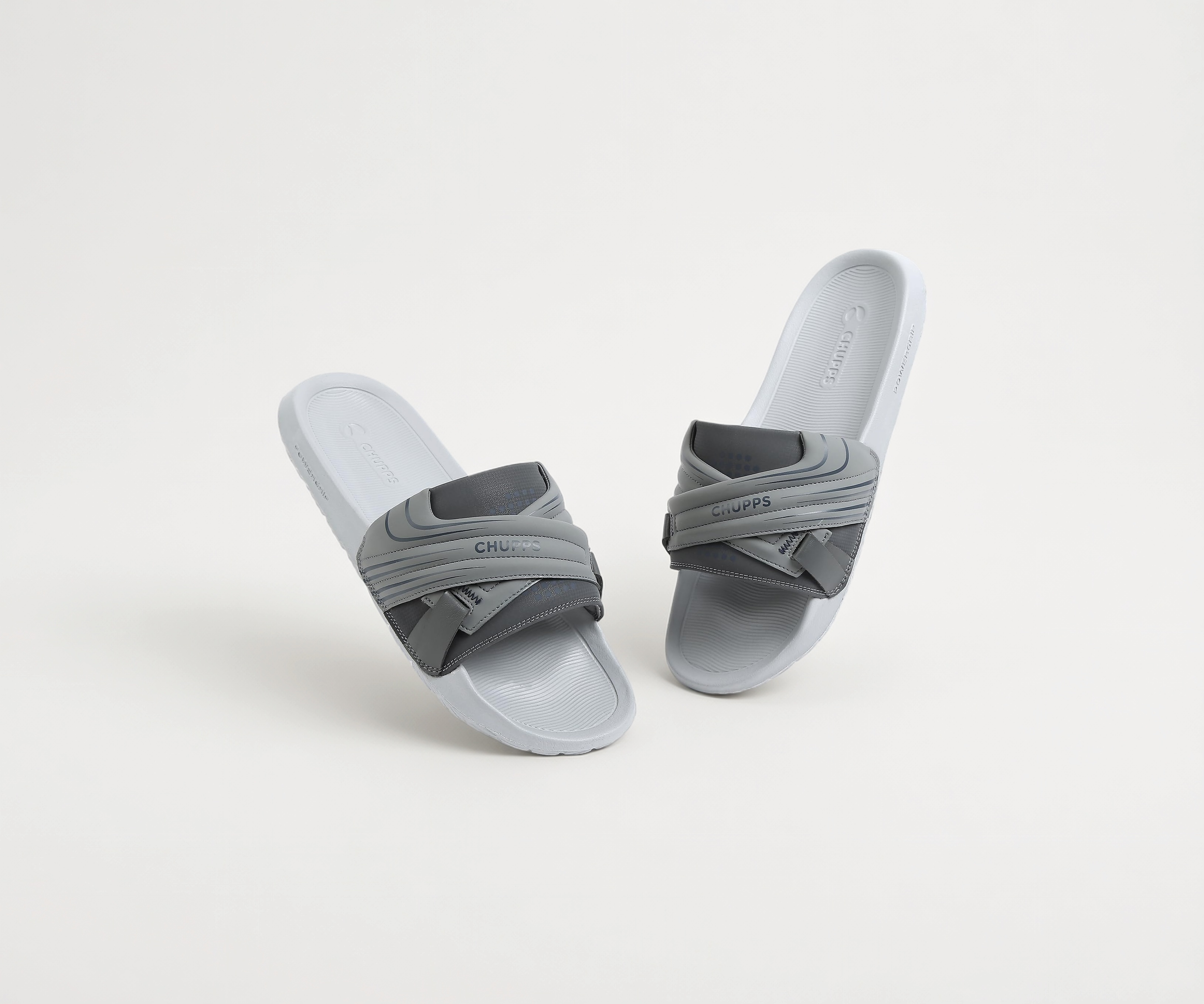 Image of CHUPPS Vertex Black Drift Orthopedic Slippers | Soft Footpharma Footbed | Breathable Ventilation Holes | Lightweight Flip Flops | Anti-Skid Chappals for Everyday For Mens
