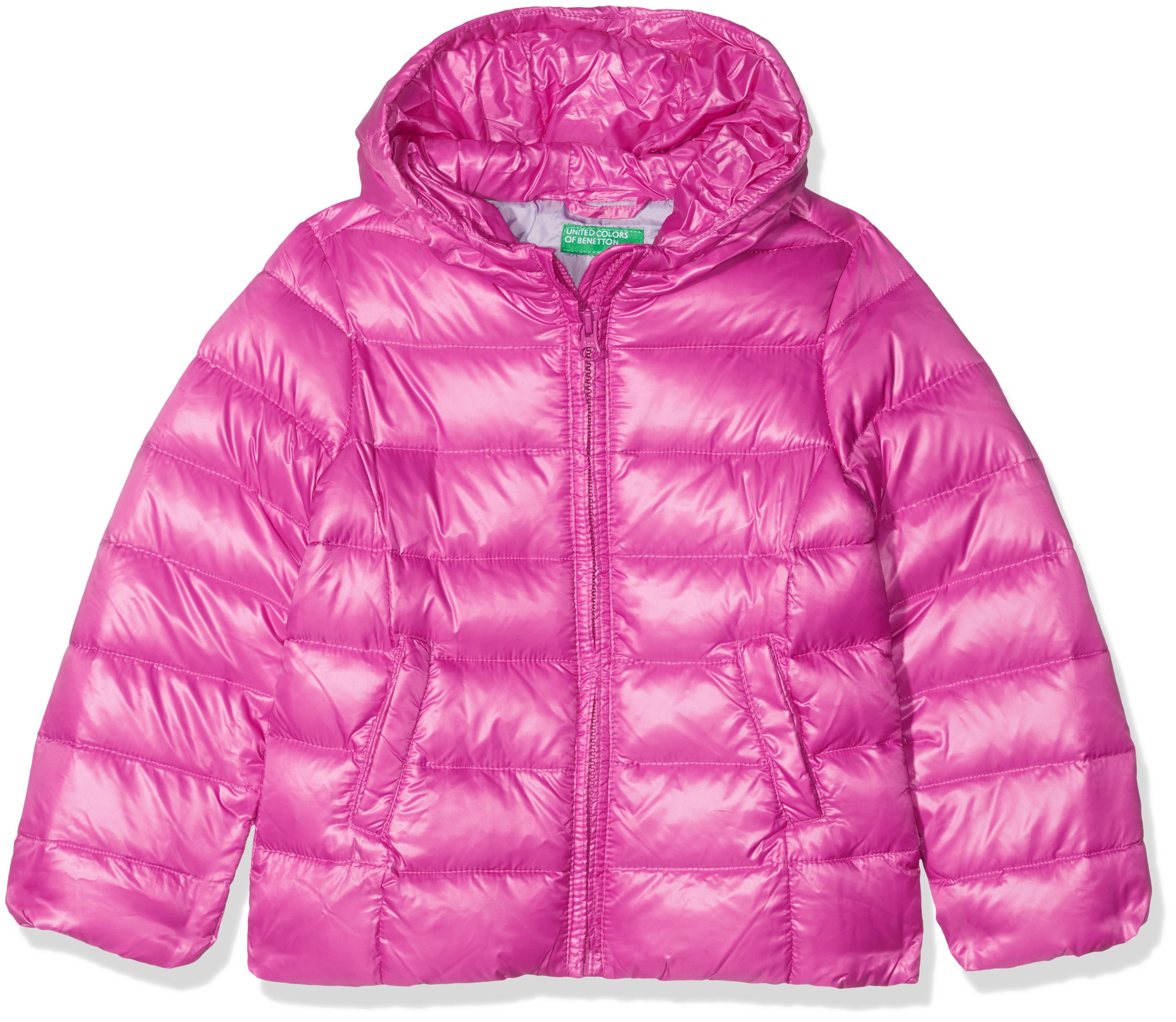 Gilet United Colors Of Benetton Fille - Micro-injection Matelassé, Capuche, Taille 120cm | Couleur Aubergine, Style Décontracté