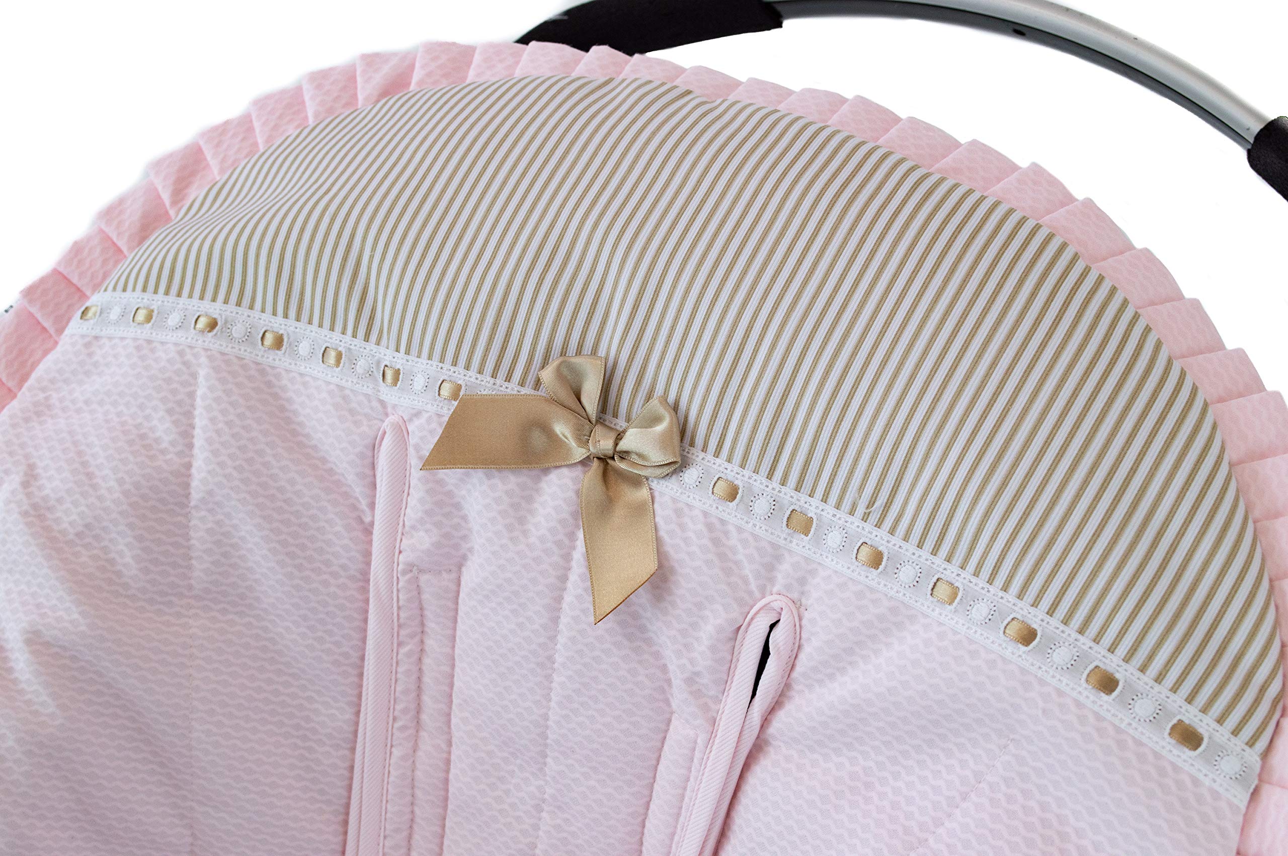 Colchoneta o funda compatible con Bugaboo Camaleon, Buffalo, Fox + Protector de arneses. (Rejilla 3D, Noa rosa/camel)