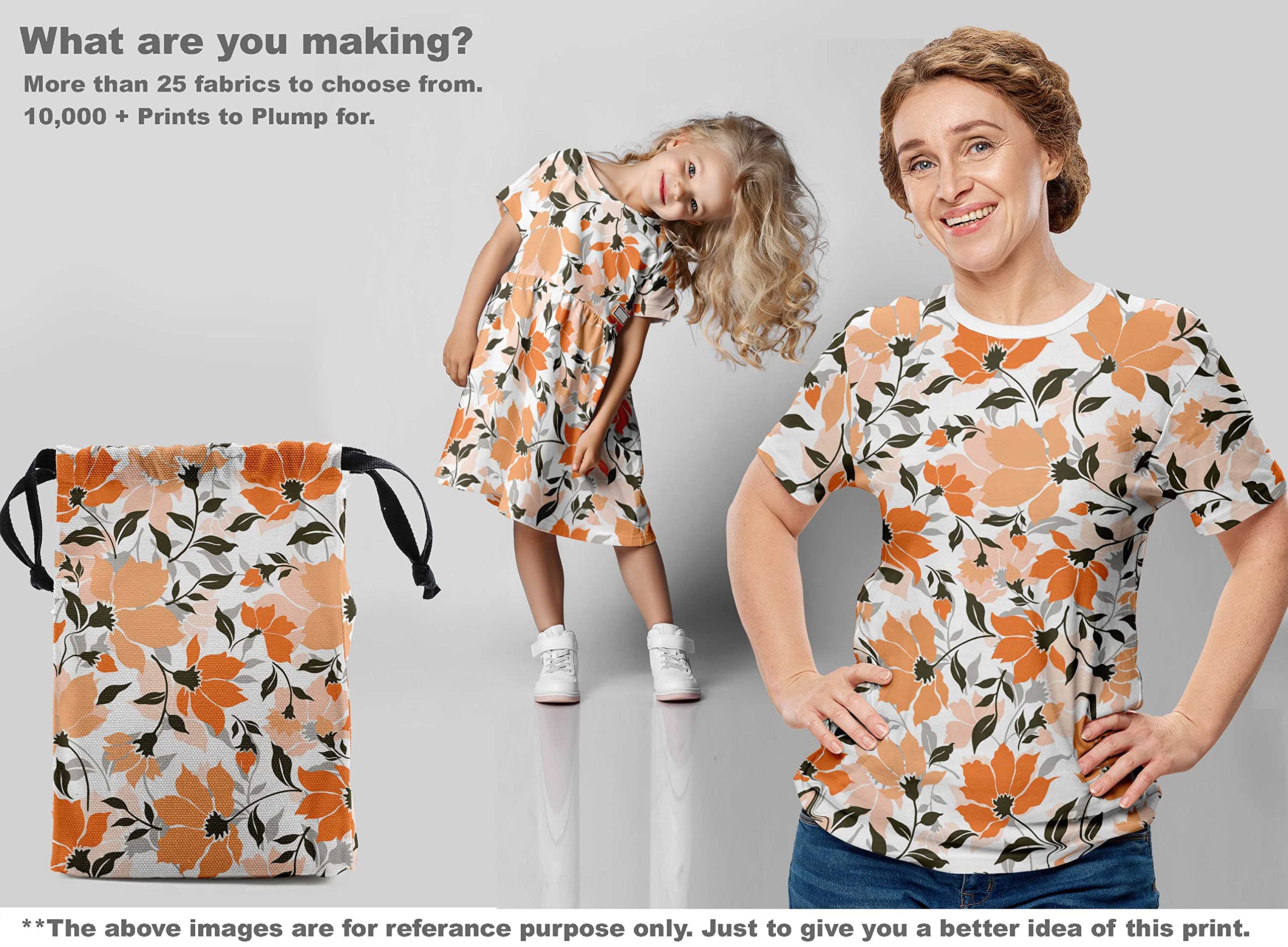 Amazon.com: oneOone Cotton Cambric Orange Fabric Floral Retro