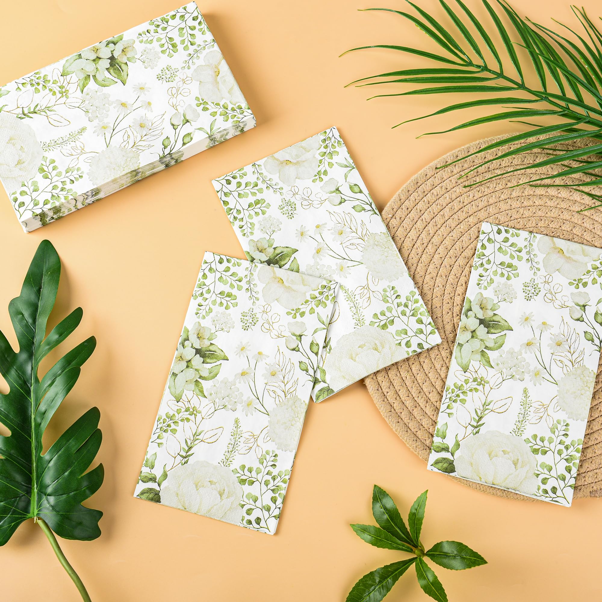 100 Stück Sonnenblumen-Gästehandtücher – Frühlings-Papierservietten, 33x40 Cm Aufgeklappt, Saugfähig, Für Badezimmer & Partys