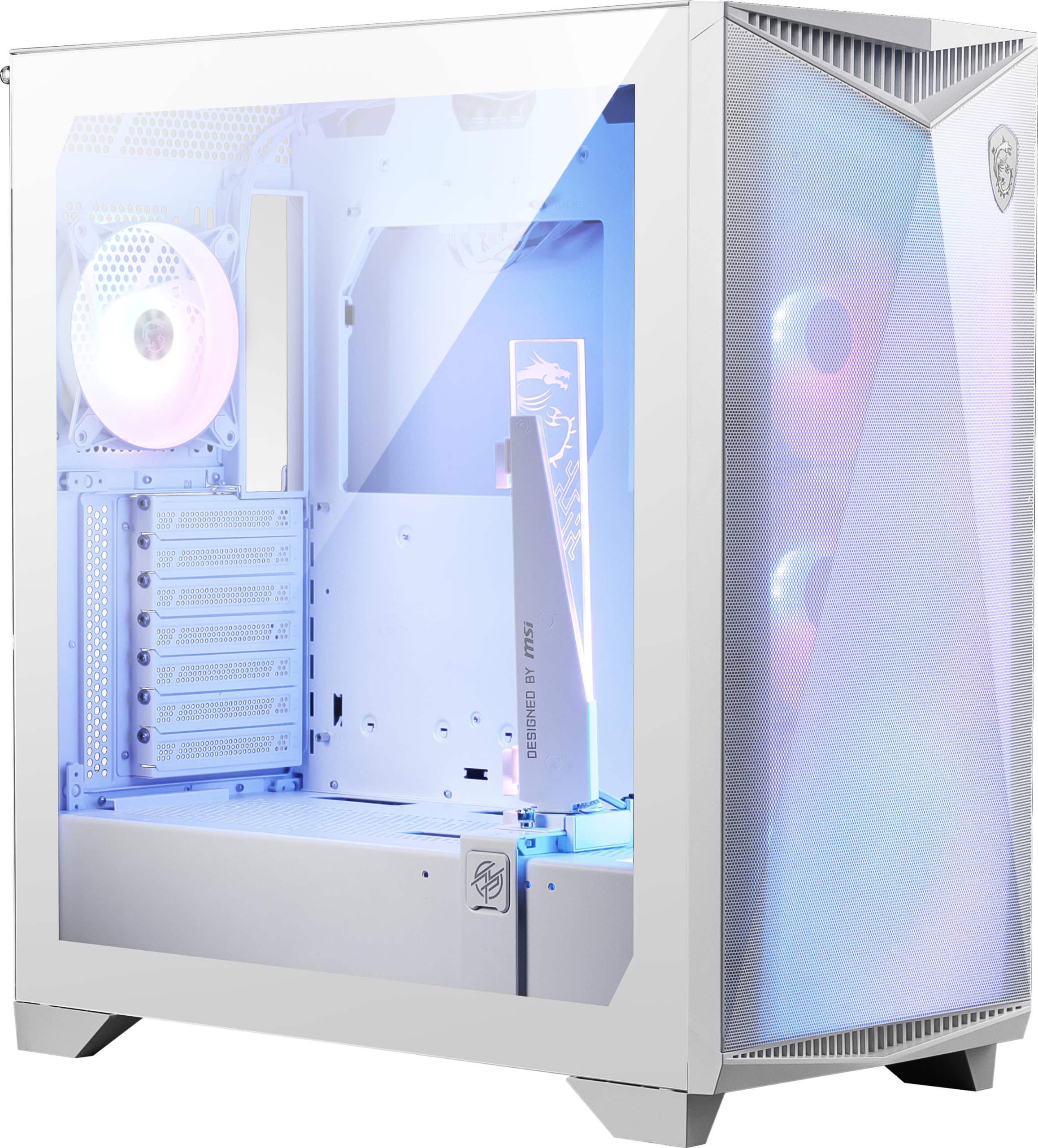 MSI MPG GUNGNIR 300R AIRFLOW WHITE – Case Mid-Tower, Supporto E-ATX, 4 Ventole ARGB da 120mm con Hub, Montaggio GPU Verticale con Stand, Filtri Antipolvere, Gestione Cavi, USB Type-C 20Gbps - Vista 2