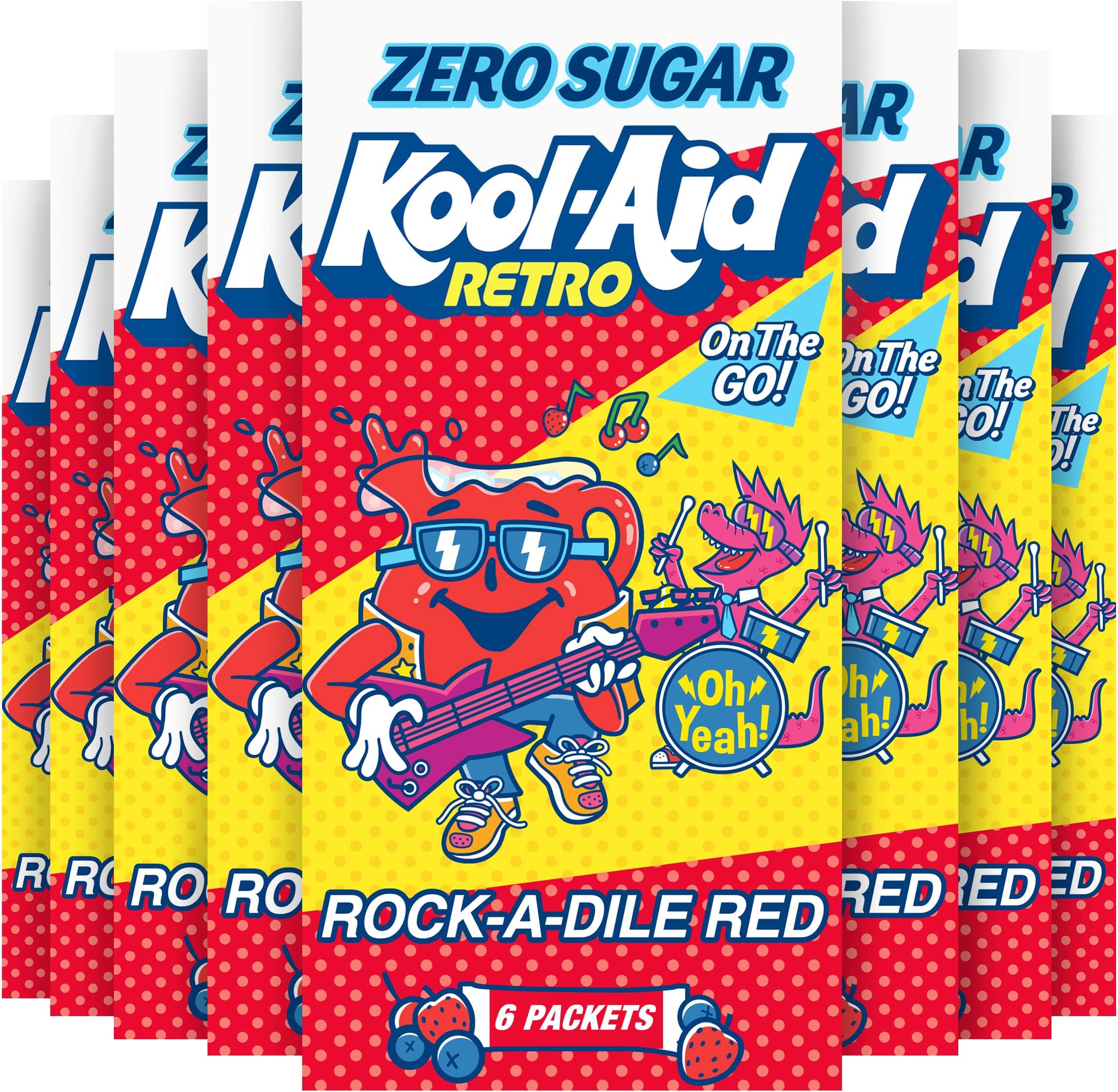 Kool-Aid Retro Rock-A-Dile Red Zero Sugar Artificially Flavored Drink Mix, 6 ct On-the-Go-Packets, 8 per Case