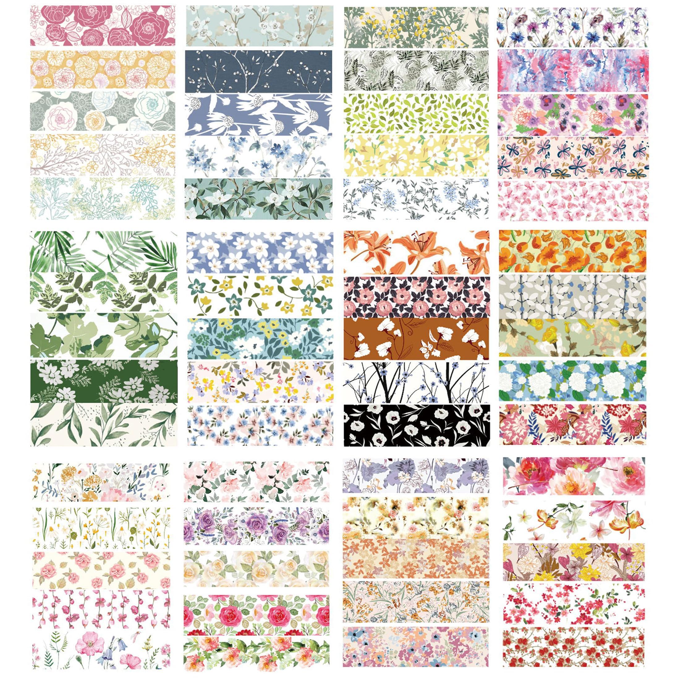 YUBX Flowers Washi Tape Set 60 Rolls Floral Patterns Decorative Skinny Blooms Masking Tapes for Arts DIY Crafts, Journals - Image 4