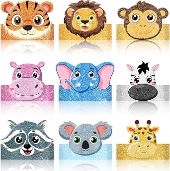 36 Pcs Animal Birthday Party Hats for Kids Jungle Safari Animal Theme Headbands Paper Party Crown Birthday Party Decorations for Boys Girls Animals Party Favor