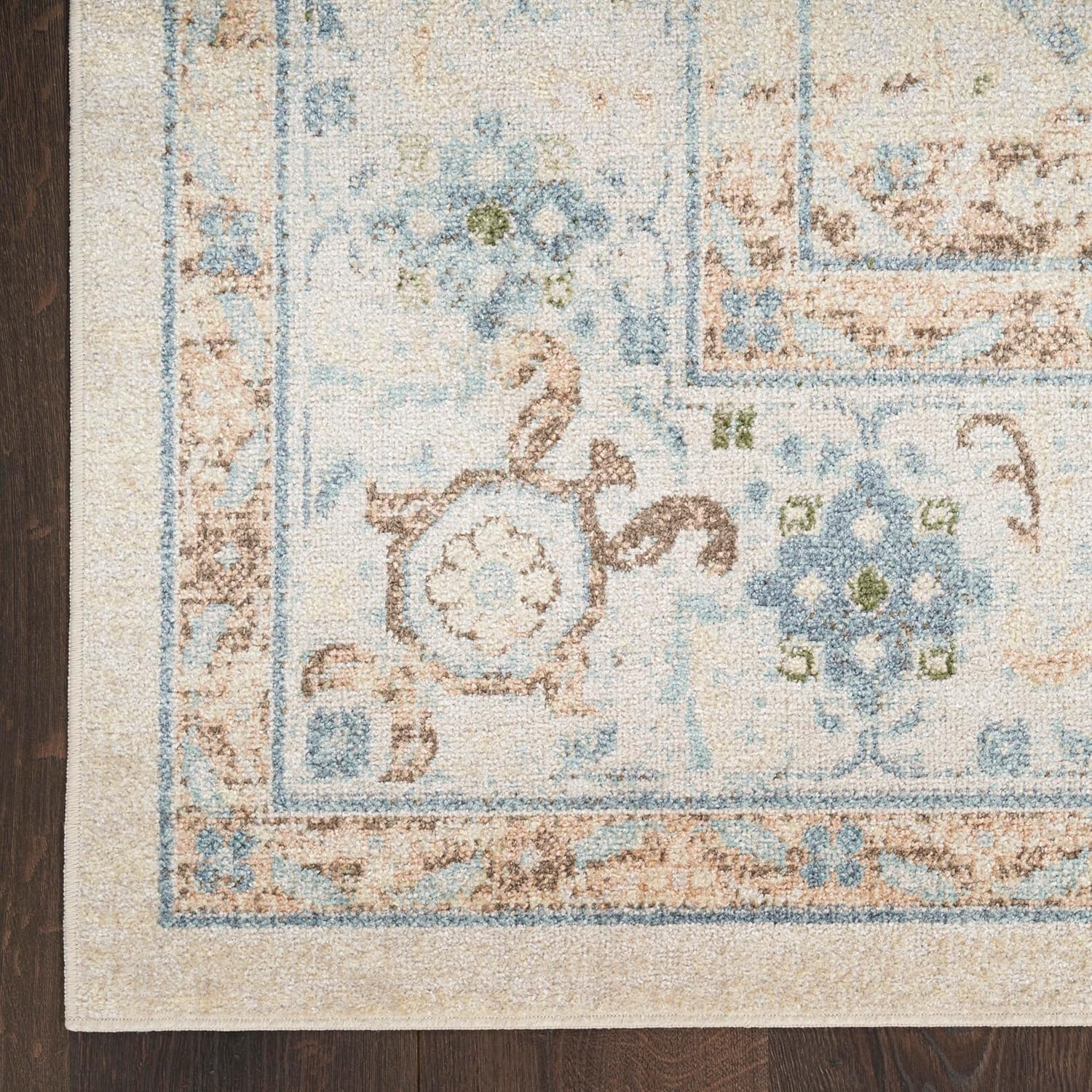 Nourison Home Astra Machine Washable Ivory Blue 2'2" x 10' Area Rug - Easy Clean, Non Shedding, Bed Room, Living Room, Dining Room, Kitchen (10' Runner)