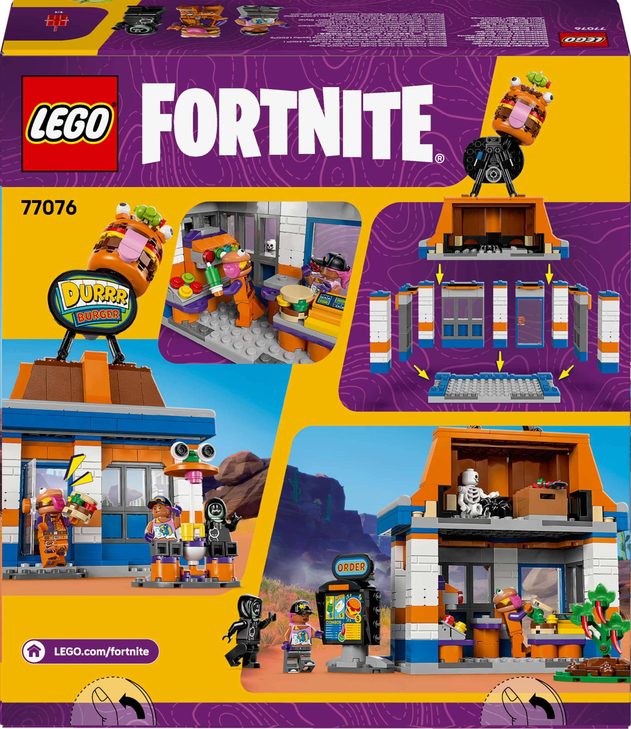 LEGO Fortnite Le Restaurant Durrr Burger - Jeu Créatif avec Minifigurines de Terreur des Plages, Boss Burger & Gouash - Cadeau Collector sur Le Thème des Jeux Vidéo - Garçon ou Fille dès 10 Ans 77076