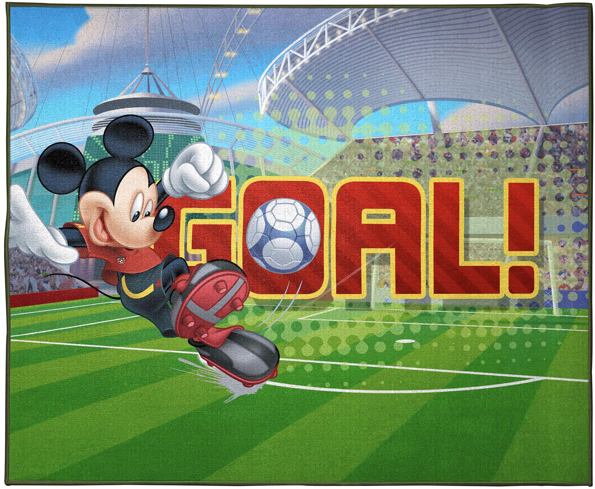 Jay Franco Disney Mickey Mouse Strike, Curve, Goal Kids Room Rug - Large Area Rug Measures 4 x 5 Feet (Offical Disney Product)
