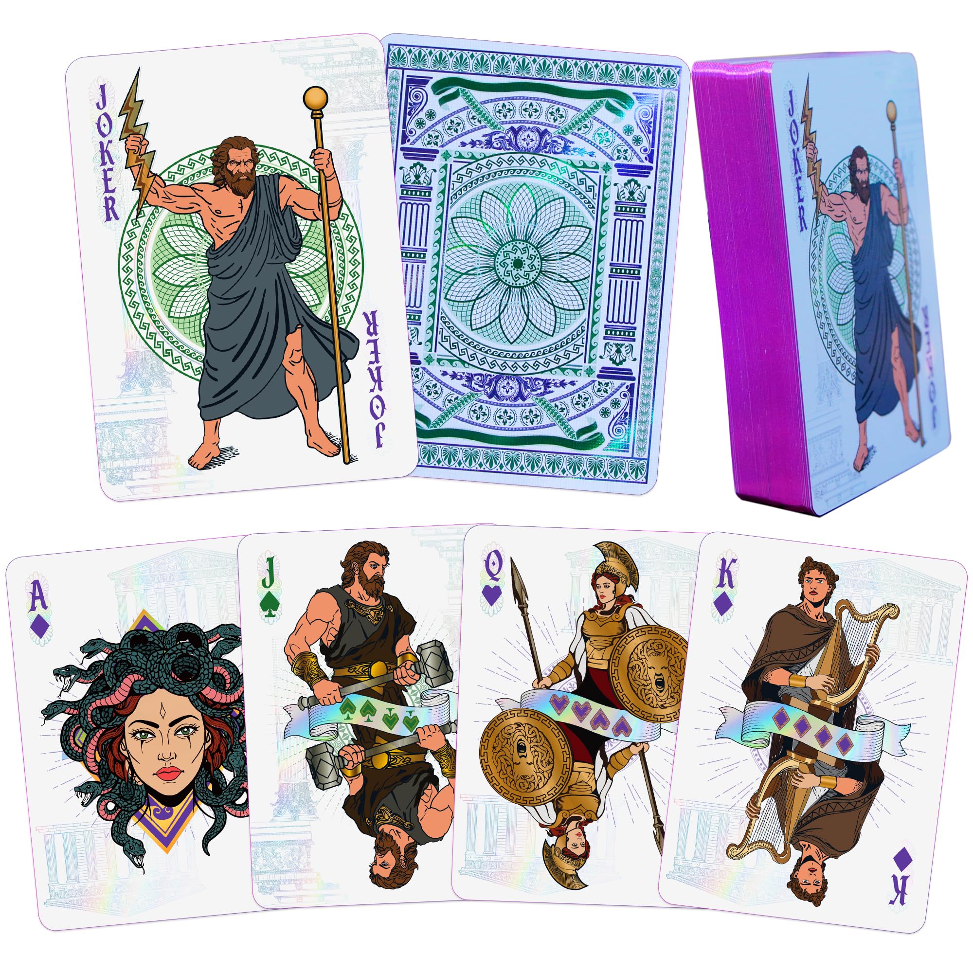 ACELION Waterproof Plastic Playing Cards, Deck of Cards, Gift Poker Cards… (Purple-Greece)