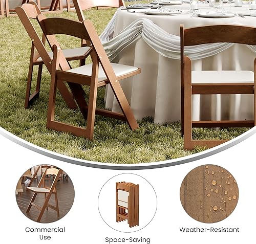 Miniatura 5 de Flash Furniture Hercules - Silla plegable comercial para interiores y exteriores, aspecto de madera, resistente a la intemperie, diseño ligero, uso