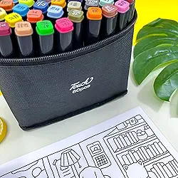 Canetas para Pintar Bobbie Goods, Caneta Touch (24, 36, 48, 60, 80, 100, 120 ou 168 Cores) para Livro de Colorir, Marcador - Canetinhas Ponta Dupla - Kicyn (60)