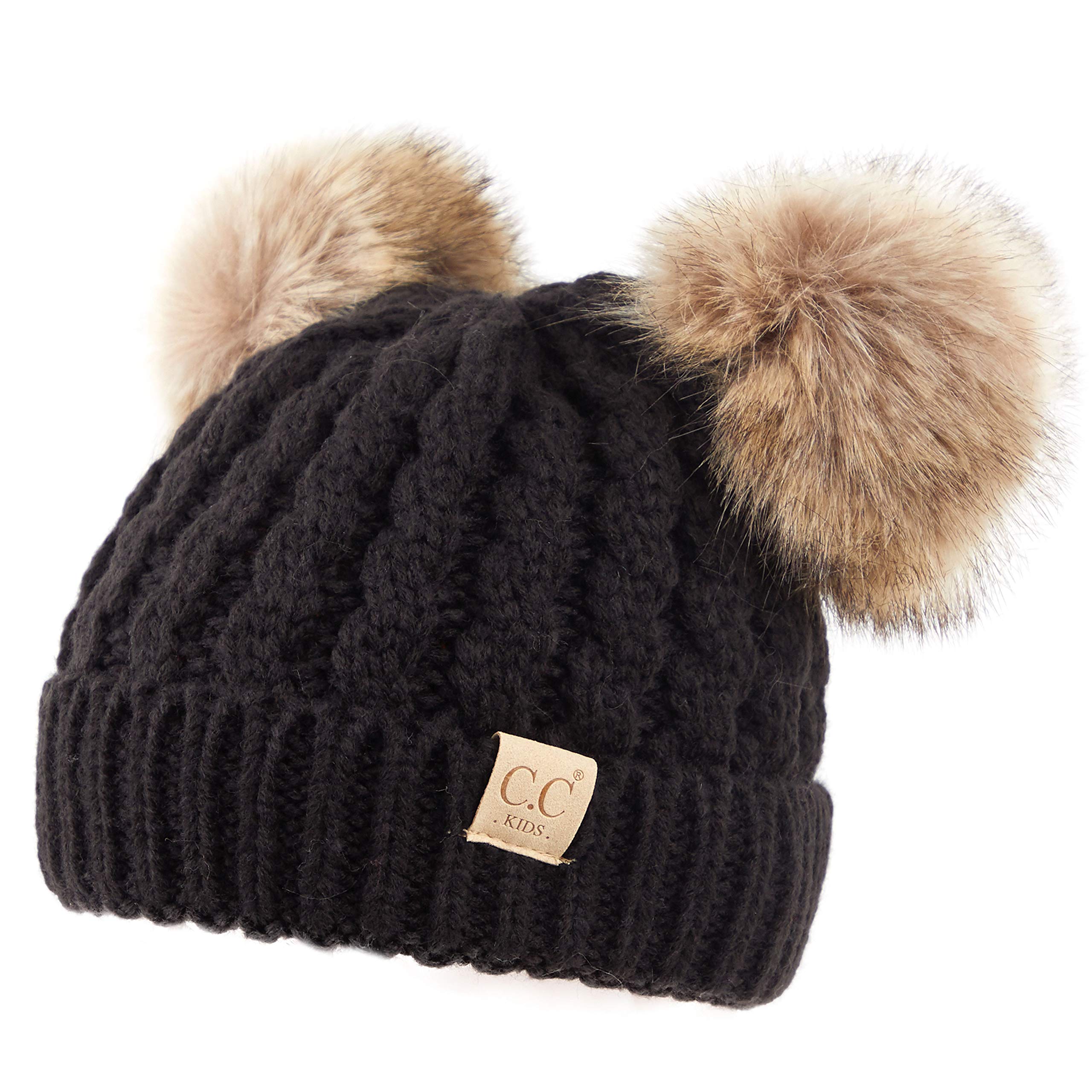 C.C Exclusives Children Kid Double Pompom Knitted Beanie for Kids Ages 2-5 (KID-23)(KID-24)(KIDS-2055)