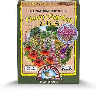 Down To Earth All Natural Fertilizers Organic Flower Garden - Plant Food for Blooming Annuals, Perennials and Flowering Shrubs 2-6-5, 1 lb