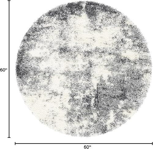 Miniatura 2 de Rugs.com Soft Touch Shag Collection - Alfombra redonda de 5 pies, color gris ahumado, perfecta para cocinas, comedores