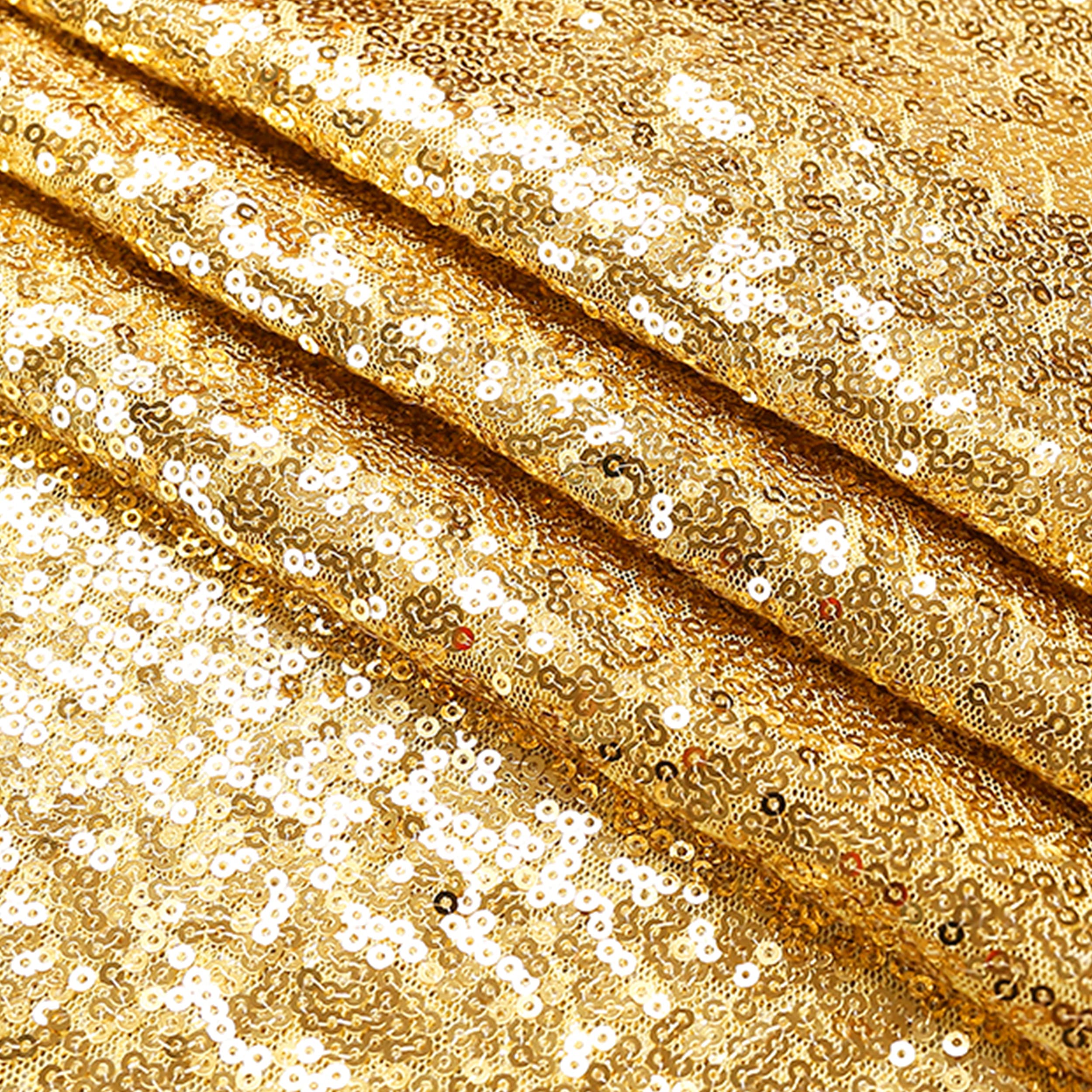 HELAKU Gold Sequin Backdrop Curtains 2 Packs of 2.5x8ft Gold Glitter