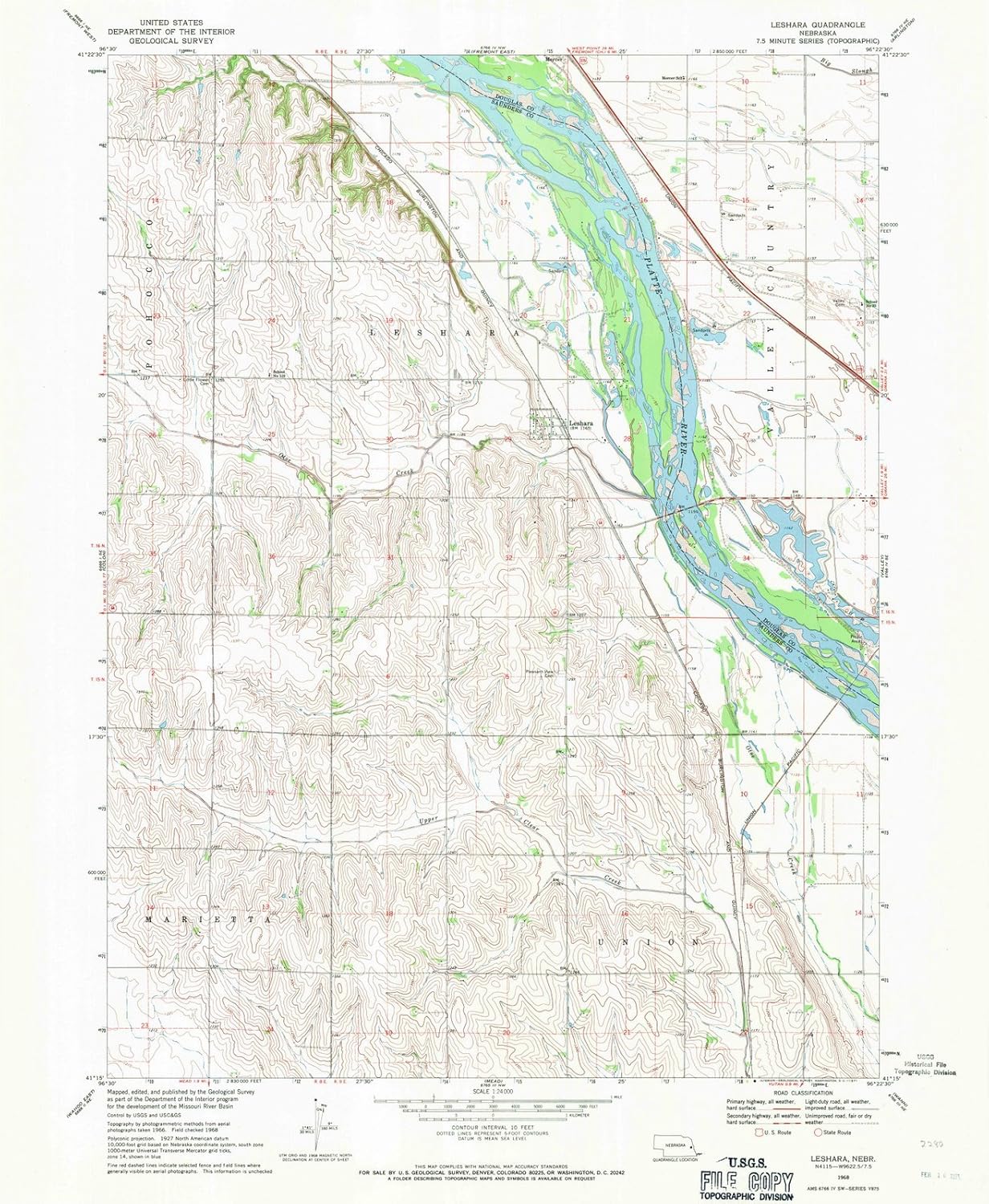 Nebraska Maps 1968 Leshara, NE USGS Historical