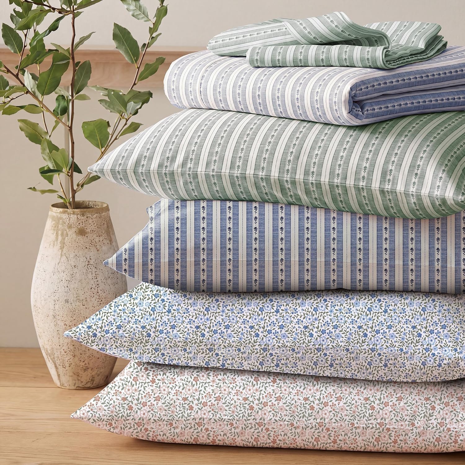 BLOOMHAVEN Queen Size Sheet Set-4 Pieces Pink Floral Bed Sheets Recycled