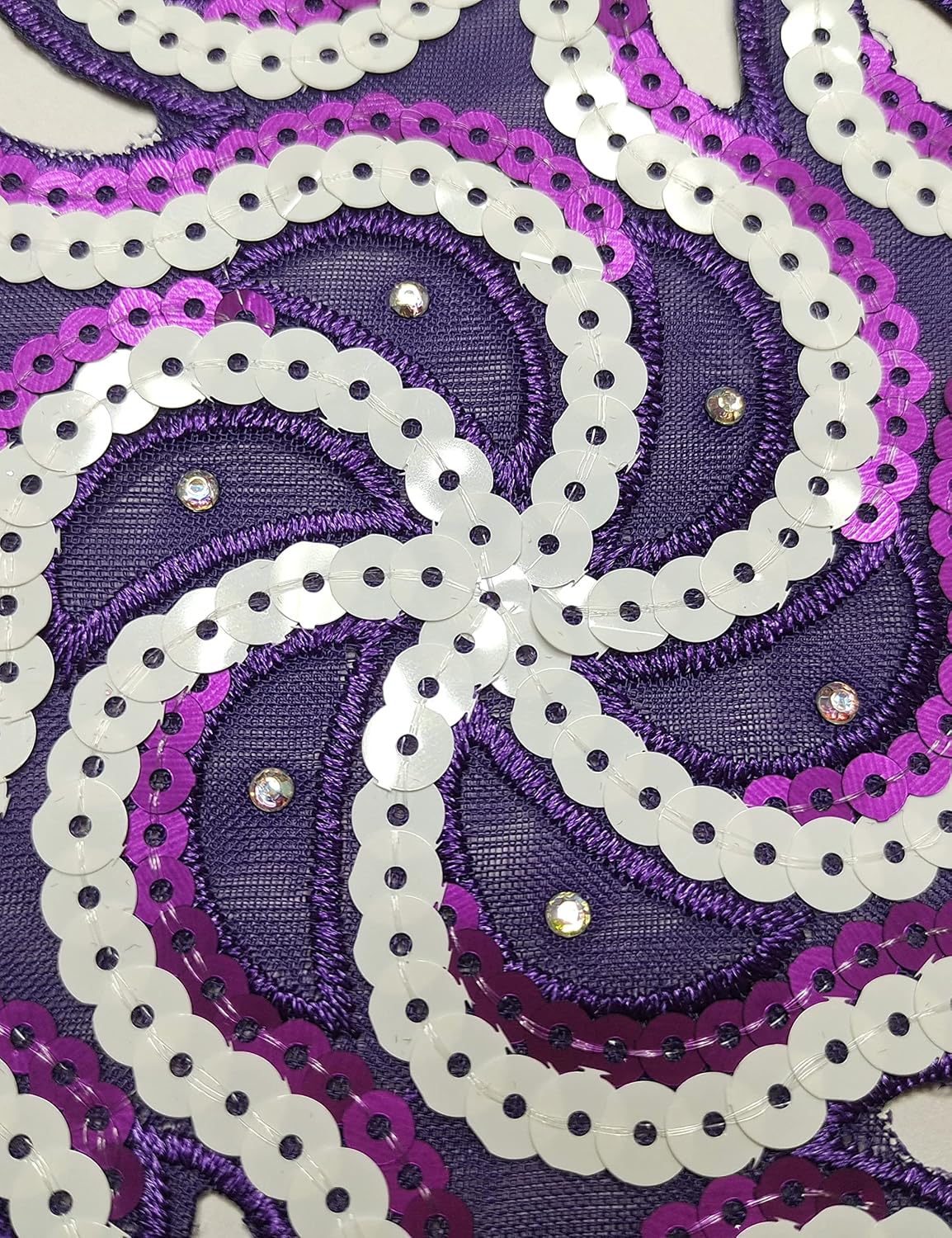 Bestway Lace Sequin African Lace Fabric 5 Yards Rhinestones Embroidery Handcut Nigerian Wedding Party Asoebi Fabrics Material (Purple)