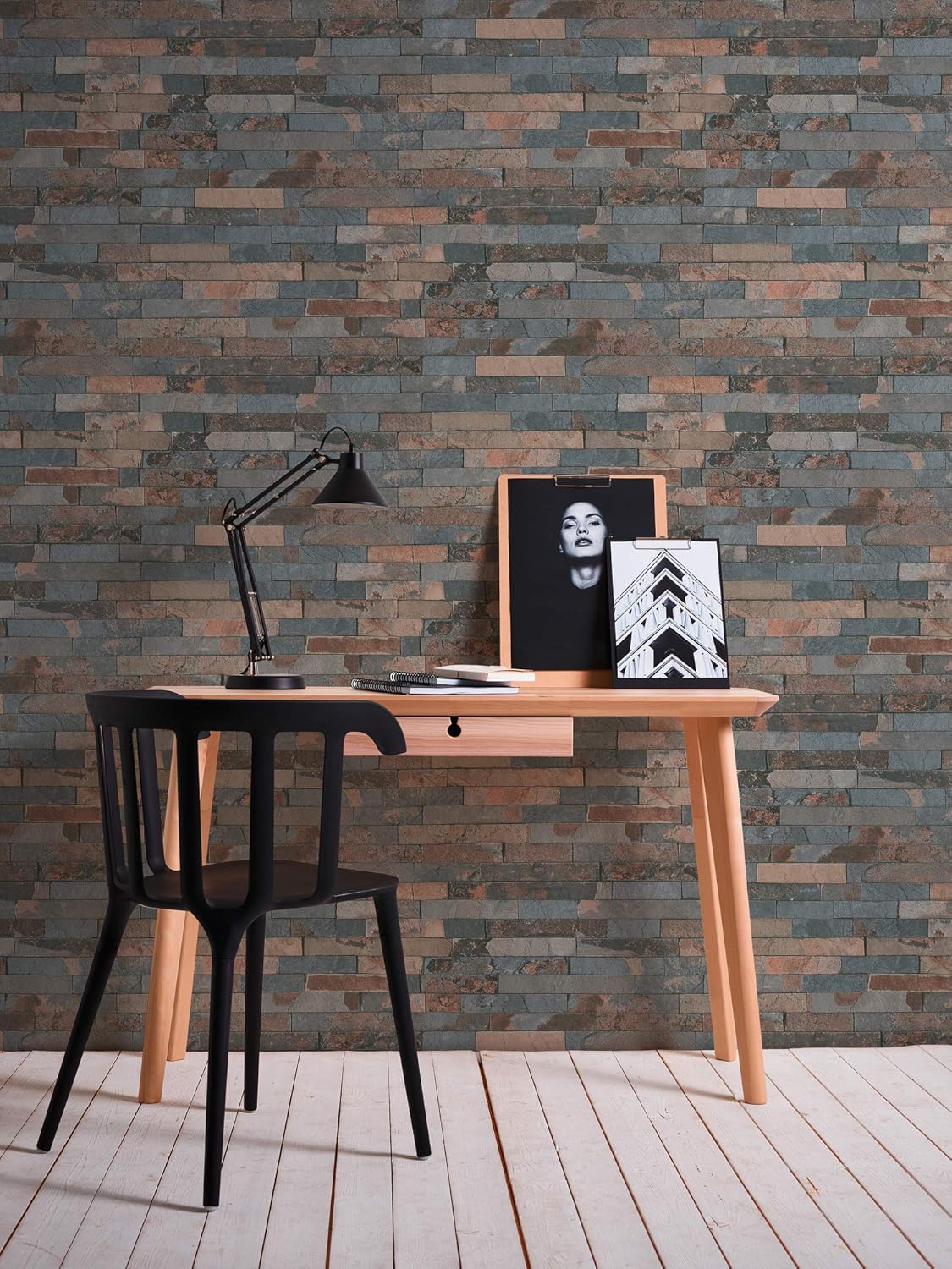 A.S. Création Brick Wallpaper Elements Non-Woven Wallpaper 10.05 m x 0.53 m Grey Brown Black Made in Germany 355823 35582-3