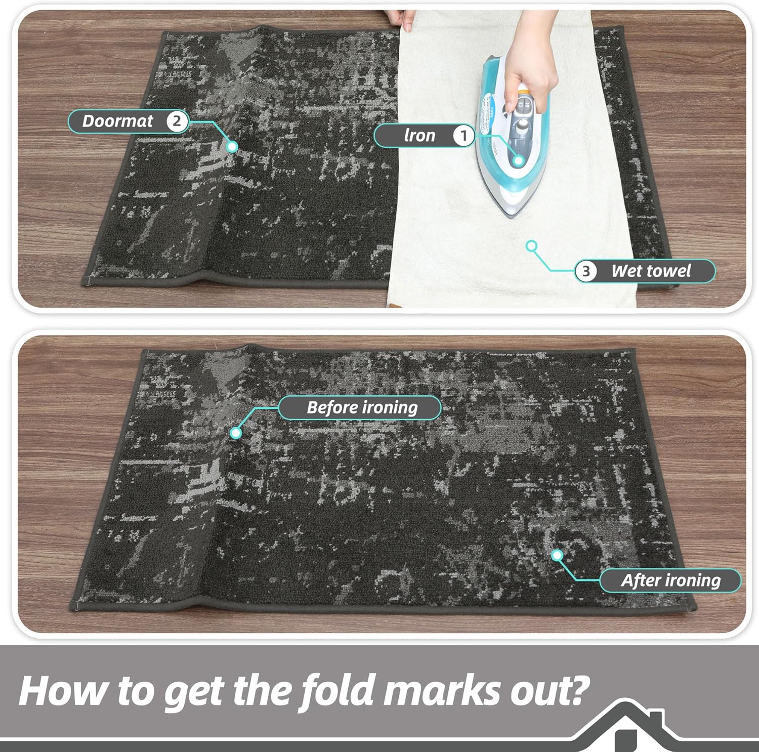 BEQHAUSE Dirt Trapper Door Mat 20 x 32, Non-Slip Doormats Washable Entryway Rugs, Stain Resistant Dog Door Mats Absorbent Welcome Floor Mat for Front Back Door, Mud Wet Shoes & Paws, Dark Grey