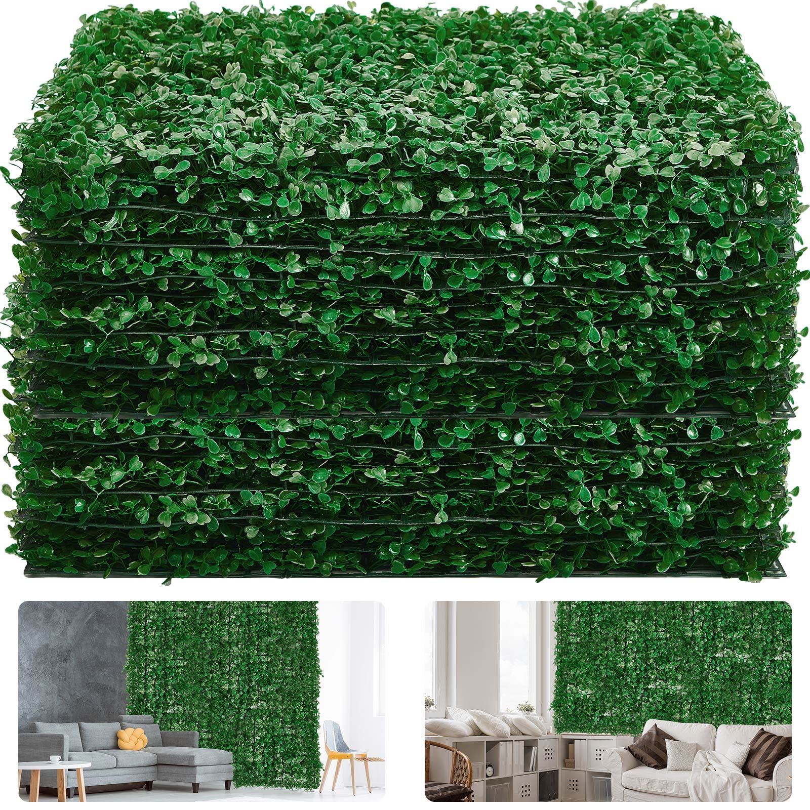 Juexica 24 Pcs Boxwood Hedge Wall Panels 16'' x 24'' Artificial Greenery Grass Topiary Plant UV Protected Privacy for Fence Garden Backyard Wedding Backdrop Decor