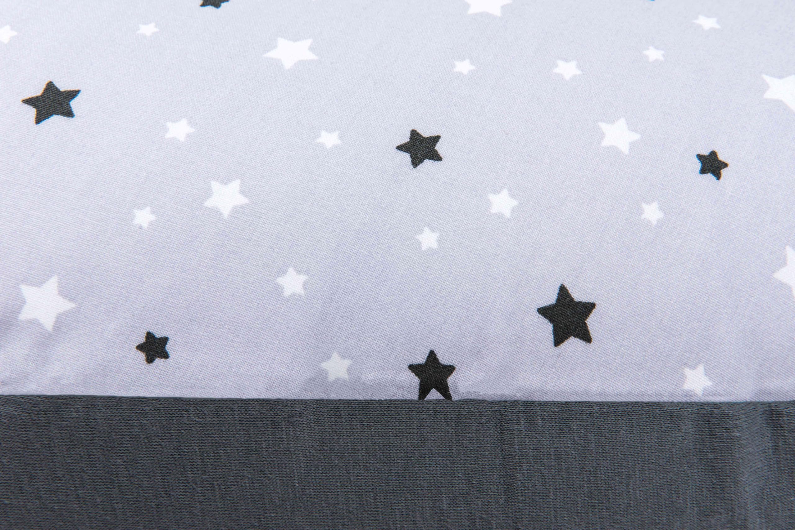 Babysom Pack Coussin de Maternité Évolutif 3 en 1 - Coussin d'allaitement + Housse Étoile Gris + Charlotte Polaire (Pouf Enfant) - XXL 170cm - Confort Grossesse & Allaitement - Certifié Oeko-Tex