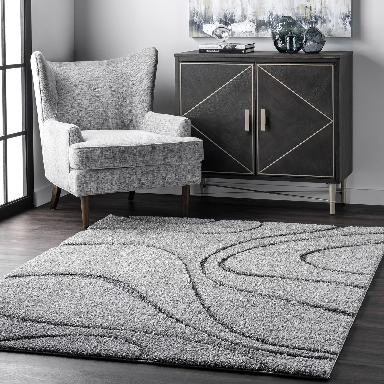 nuLOOM Carolyn Modern Shag Area Rug, 5x8, Dark Grey Dark Grey 5' 3" x 7' 6"