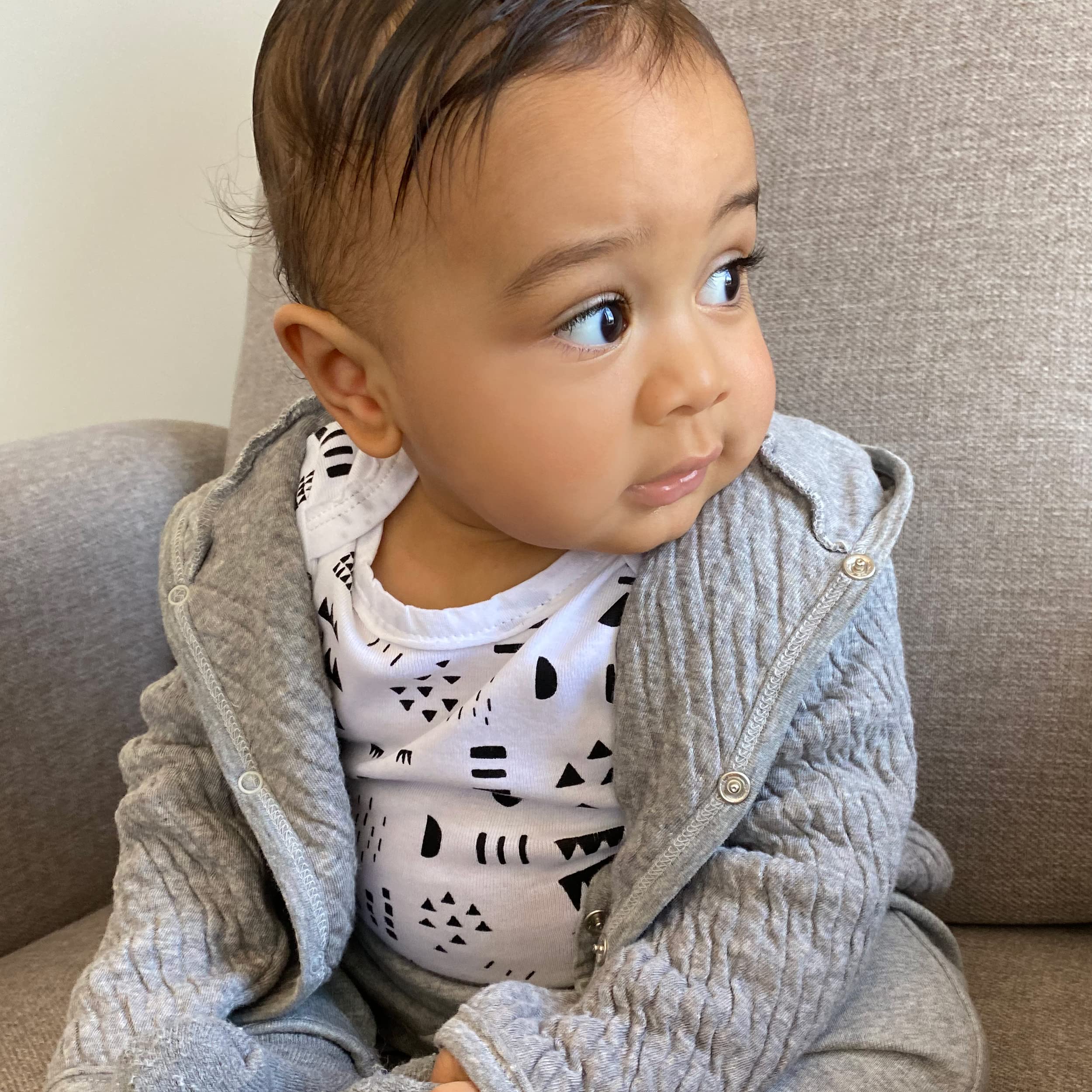 HonestBaby Camiseta tipo kimono de algodón orgánico Matelasse con cierre lateral para bebés y niños