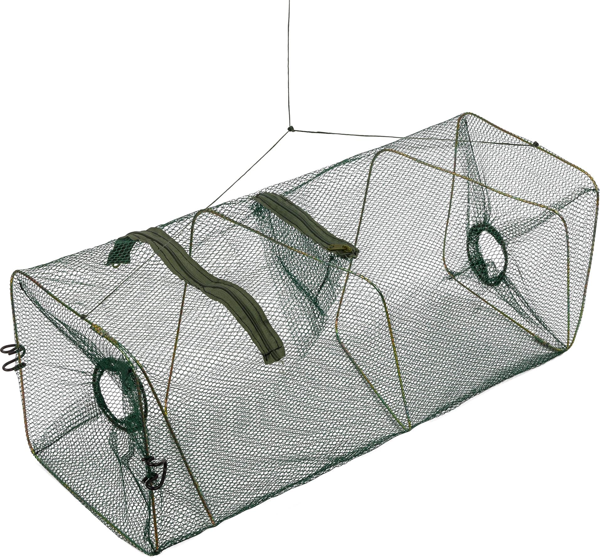 Köderfischreuse Aalreuse Krebsreuse Fischreuse 55 x 23 x 23 cm Faltbar mit Futterbeutel Fischernetz mit 2 Öffnungen