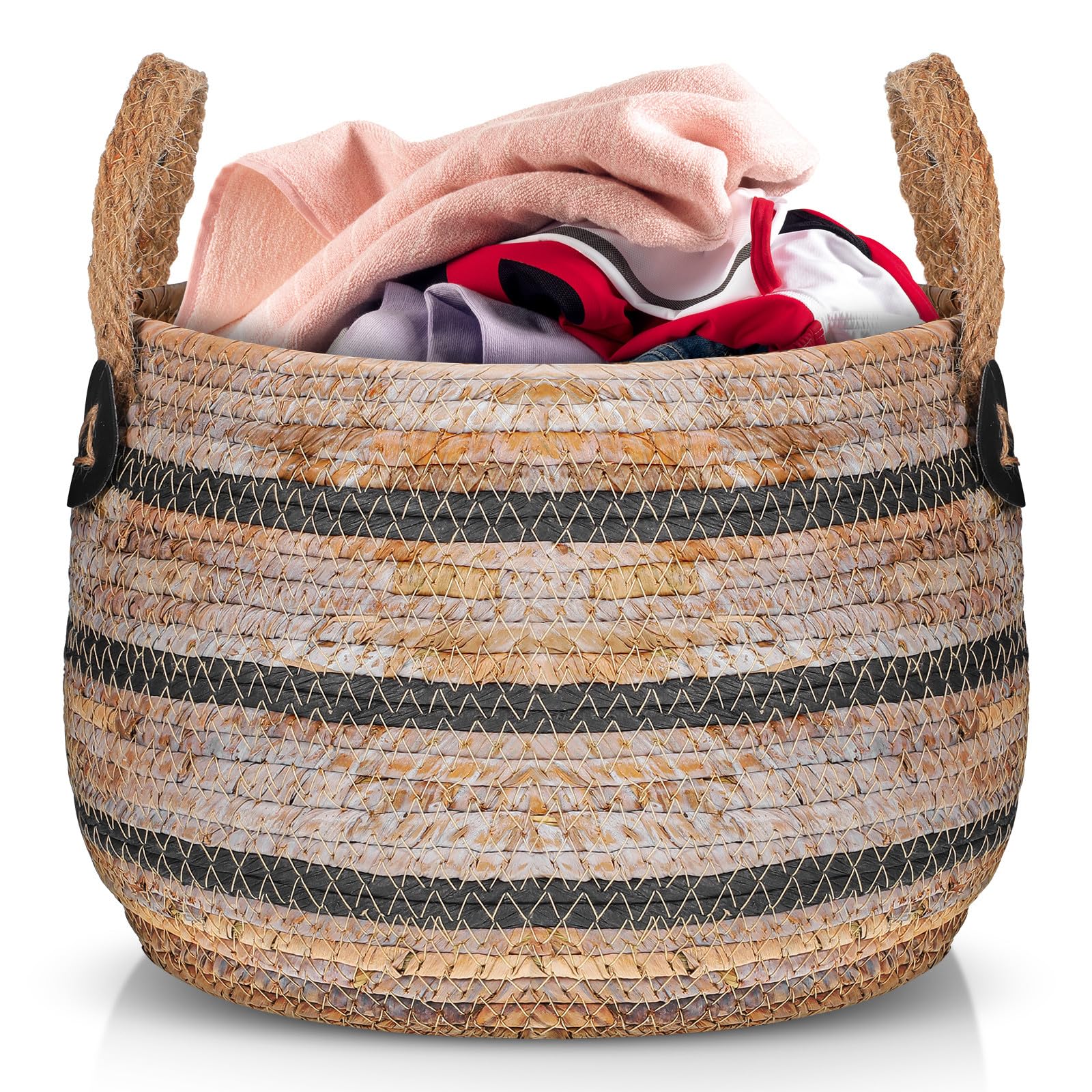 Cesta de Almacenamiento Tejida de Paja Rústica para Ropa Sucia Gran Capacidad y Diseño Práctico para Organizar Juguetes y Ropa Hogar