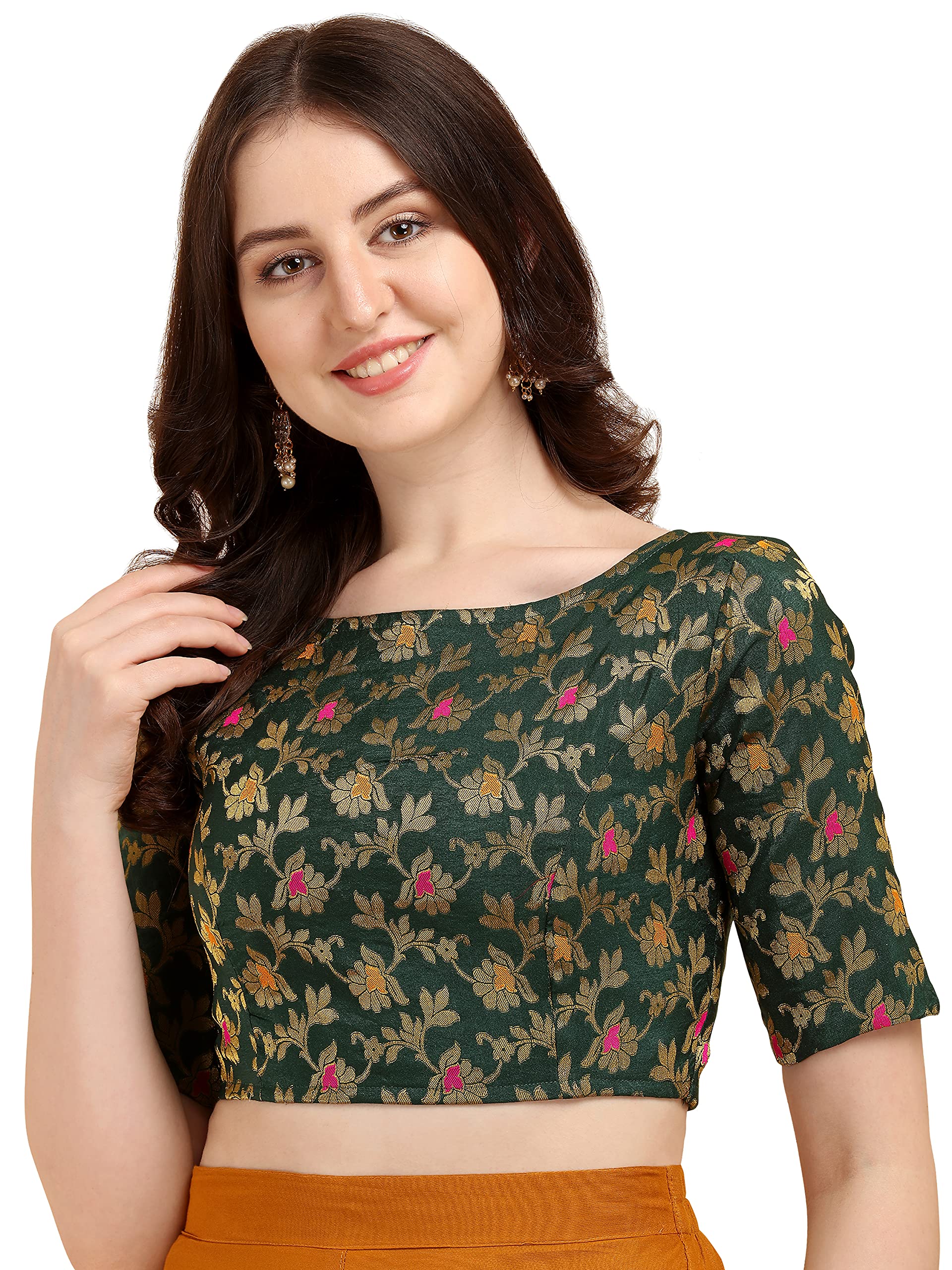oomph! Womens Jacquard Boat Half Sleeves Neck Blouse-picture-14