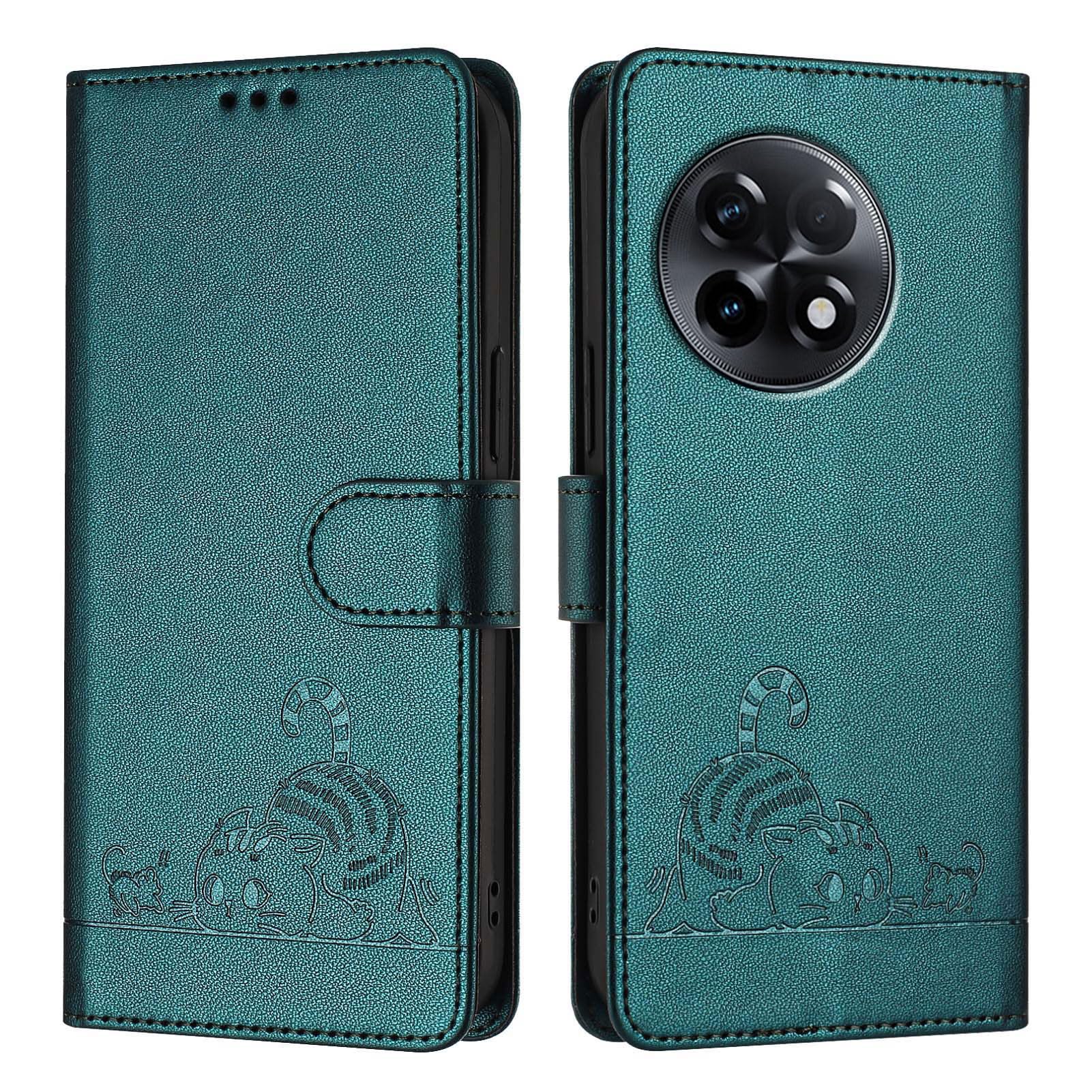 Case for OnePlus 11R 5G Wallet Case, [RFID Blocking] 3 Card Holder Slots Kickstand Shockproof Leather Magnetic Protective Flip Cover for OnePlus 11R 5G-Dark Green