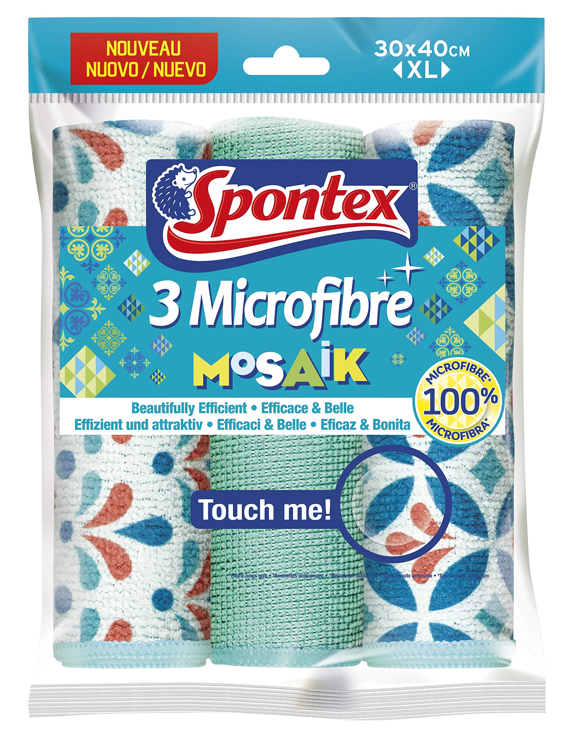 Spontex Microfibre Mosaik Mikrofasertücher, Ideal zur feuchten und  