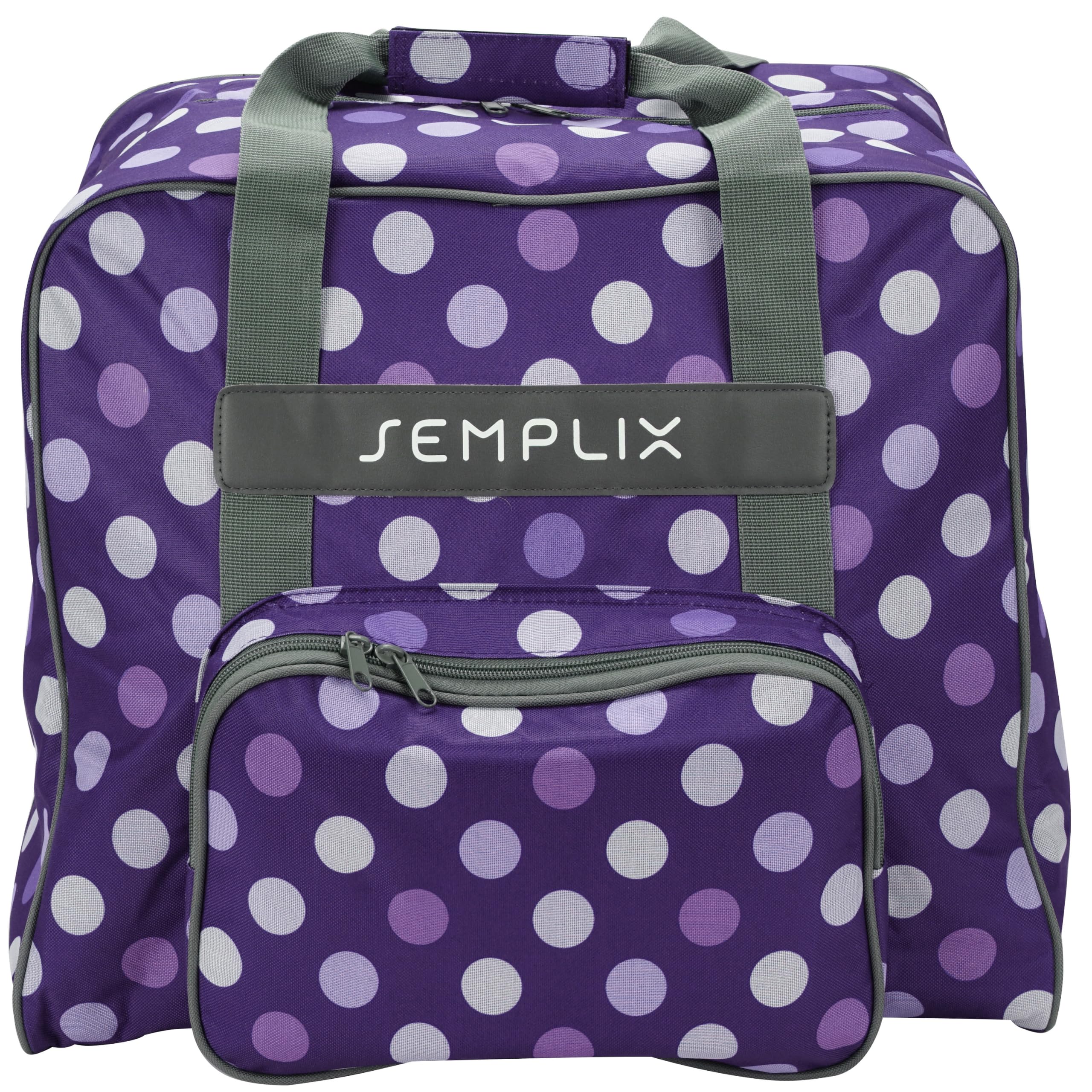 SEMPLIX Overlocktasche/Coverlocktasche Polka Dots, Groß, Stabil, für Transport/Aufbewahrung Aller gängiger Maschinen, Lila/Flieder 44x38x33 cm
