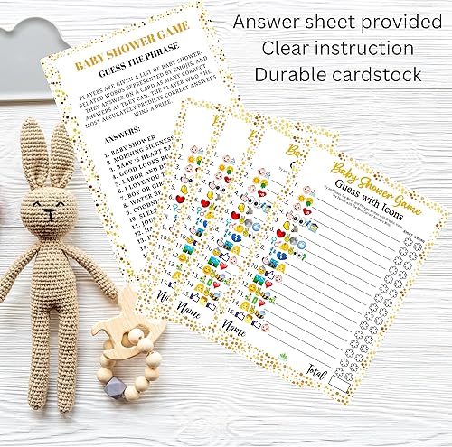 Miniatura 6 de LOTUS-A Juegos de baby shower Divertidas tarjetas de adivinar la frase y predicciones, 30 cartulinas gruesas de 7 x 5 pulgadas, impresas en la