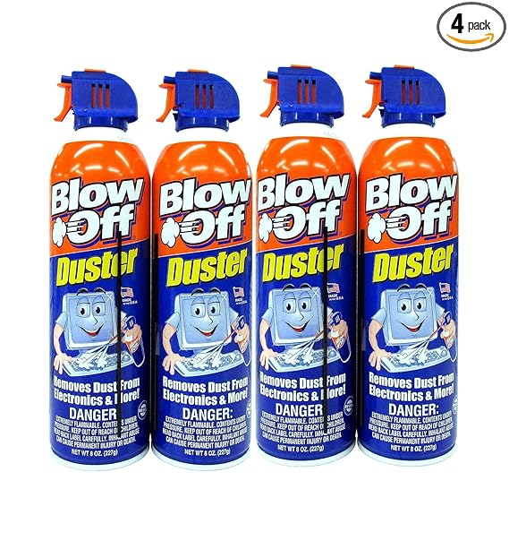 Compressed Air Duster Can MAX Professional Cleaner 1111 Blow Off Non-Toxic 8oz. Stop The Build-up of Dust in Your Electronics, Clogging up The Cooling Fan. Pack of 4