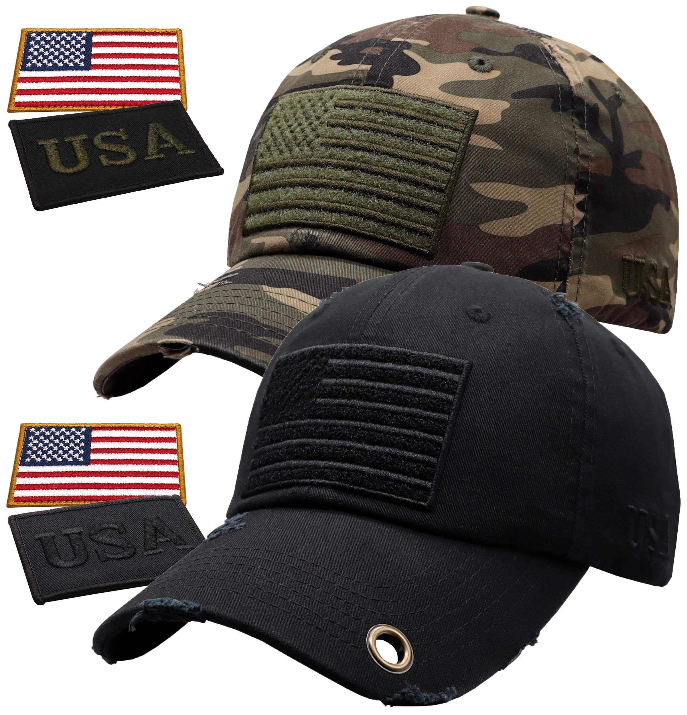 Antourage American Flag Unisex Baseball Hat for Men and Women | USA Flag Mesh Snapback Cap with 2 Patriotic Patches