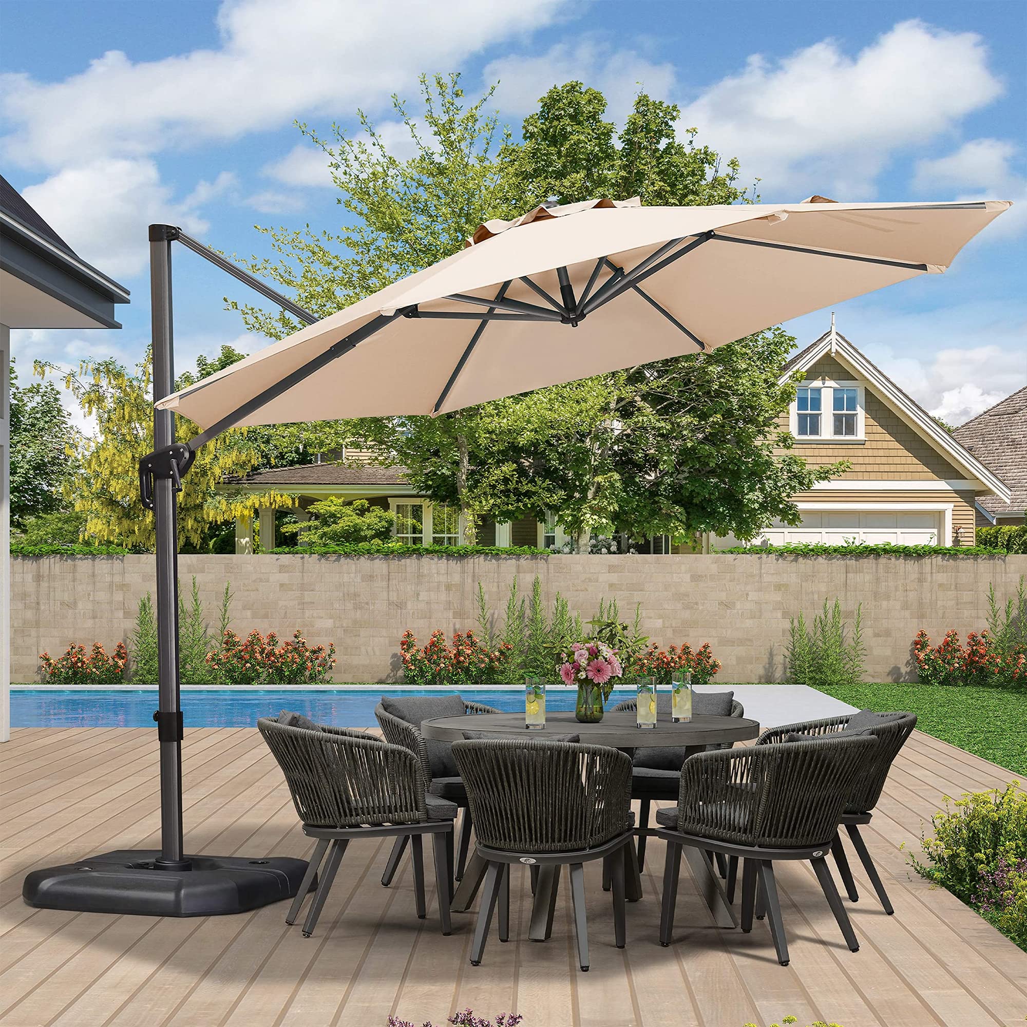 Buy PURPLE LEAF 3.3 M Garden Cantilever Parasol, Large Round Patio
