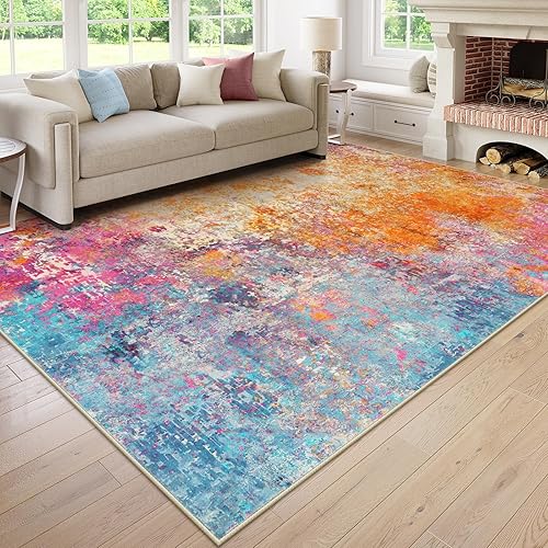 Lahome Modern Abstract Area Rugs 9x12 Living Room Rug Non Slip, Washable Colorful 9x12 Area Rug for Bedroom Girls Nursery, Soft Large Accent Carpet for Dining Room Table Office Home Decor - 9' x 12' - Galaxy