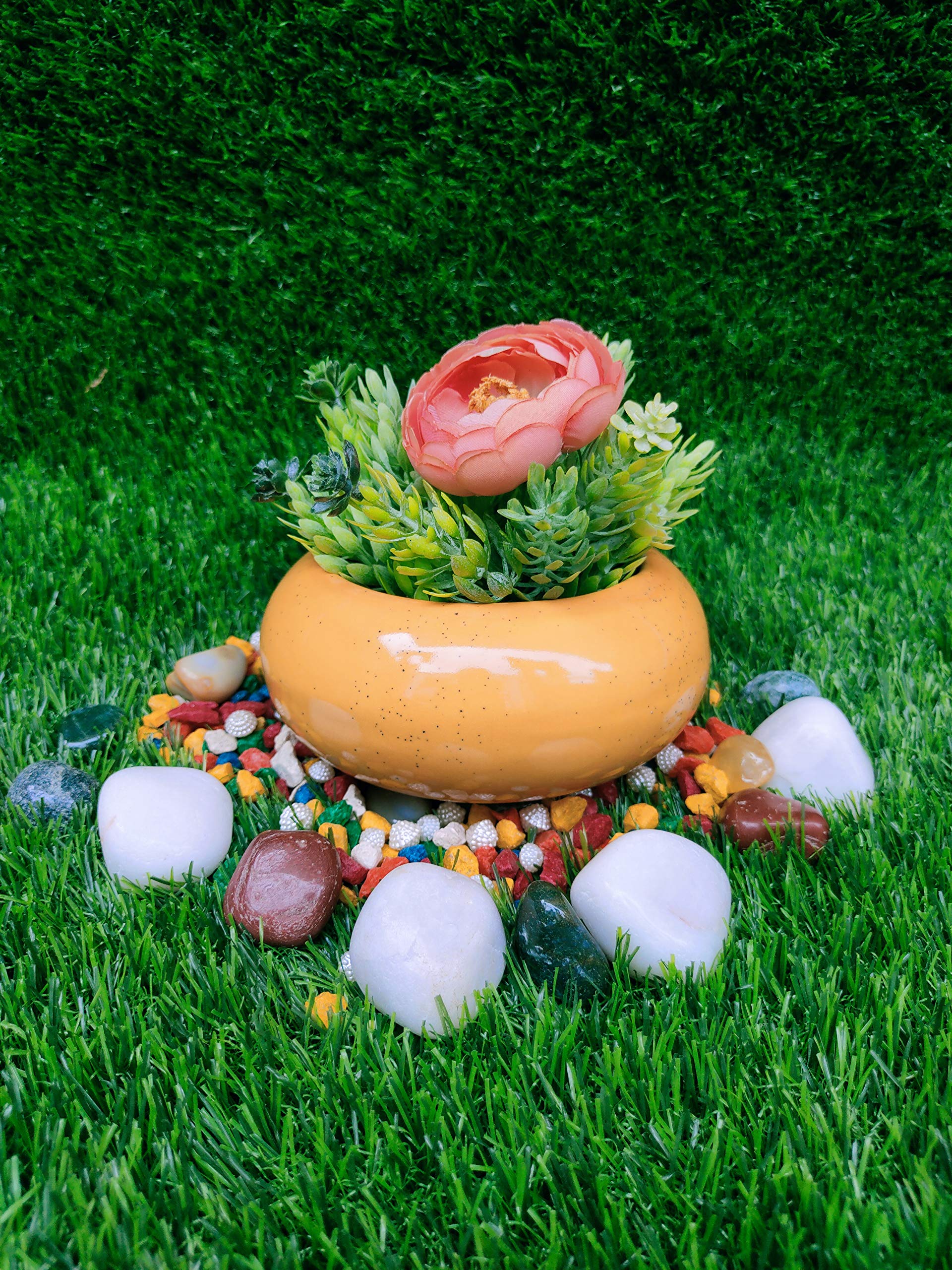 Niyara Stylish Donut Shape Ceramic Pot Planter for Indoor and Outdoor Gamla for Bonsai Succulent and Money Plants, Balcony, Office Size D- 15 cm and Height 8 cm (Yellow) (B08CD41SGB) Amazon Price History, Amazon Price Tracker