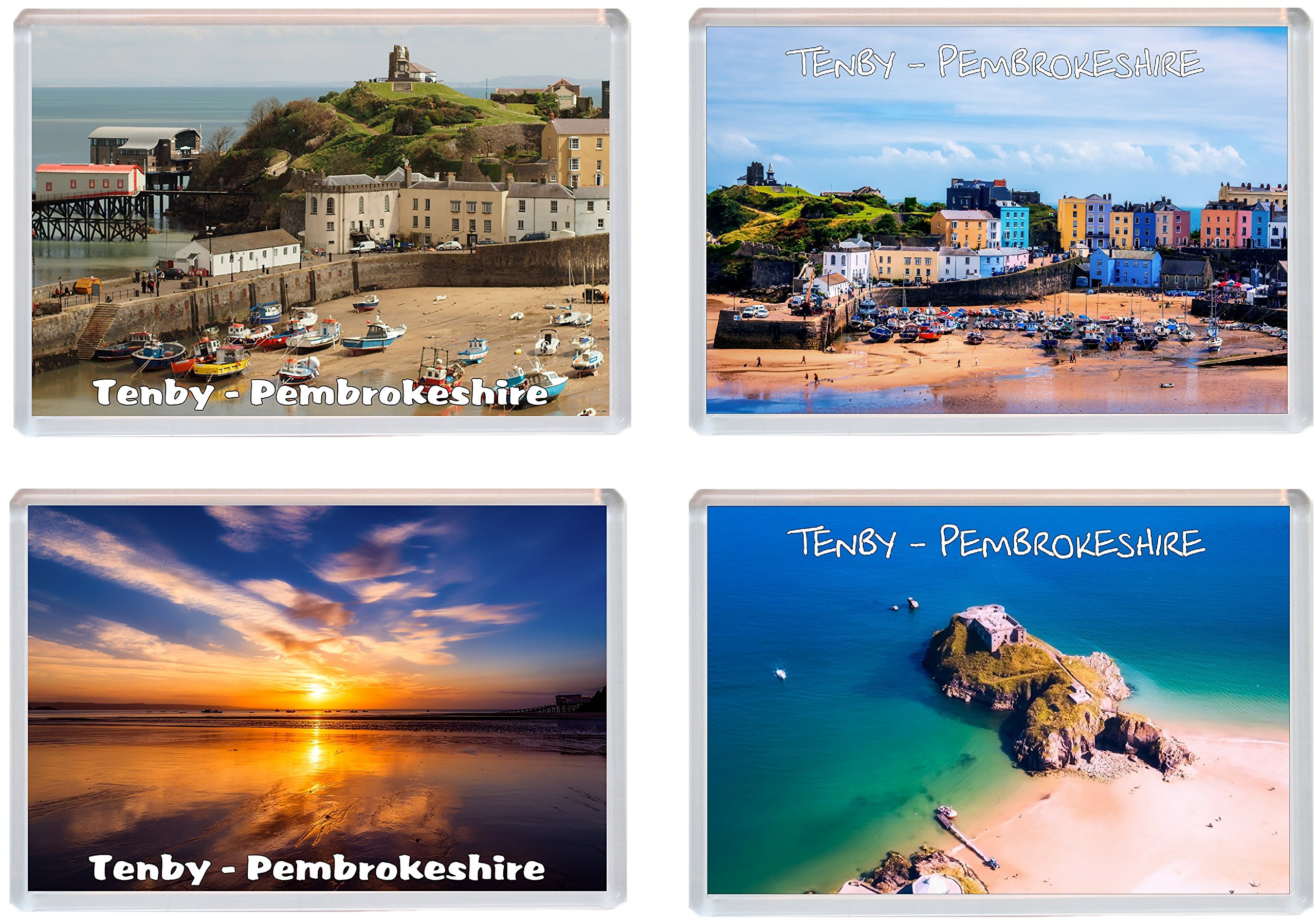Baked Bean Store Tenby - Pembrokeshire - 4 PACK - Jumbo Fridge Magnet/Magnets