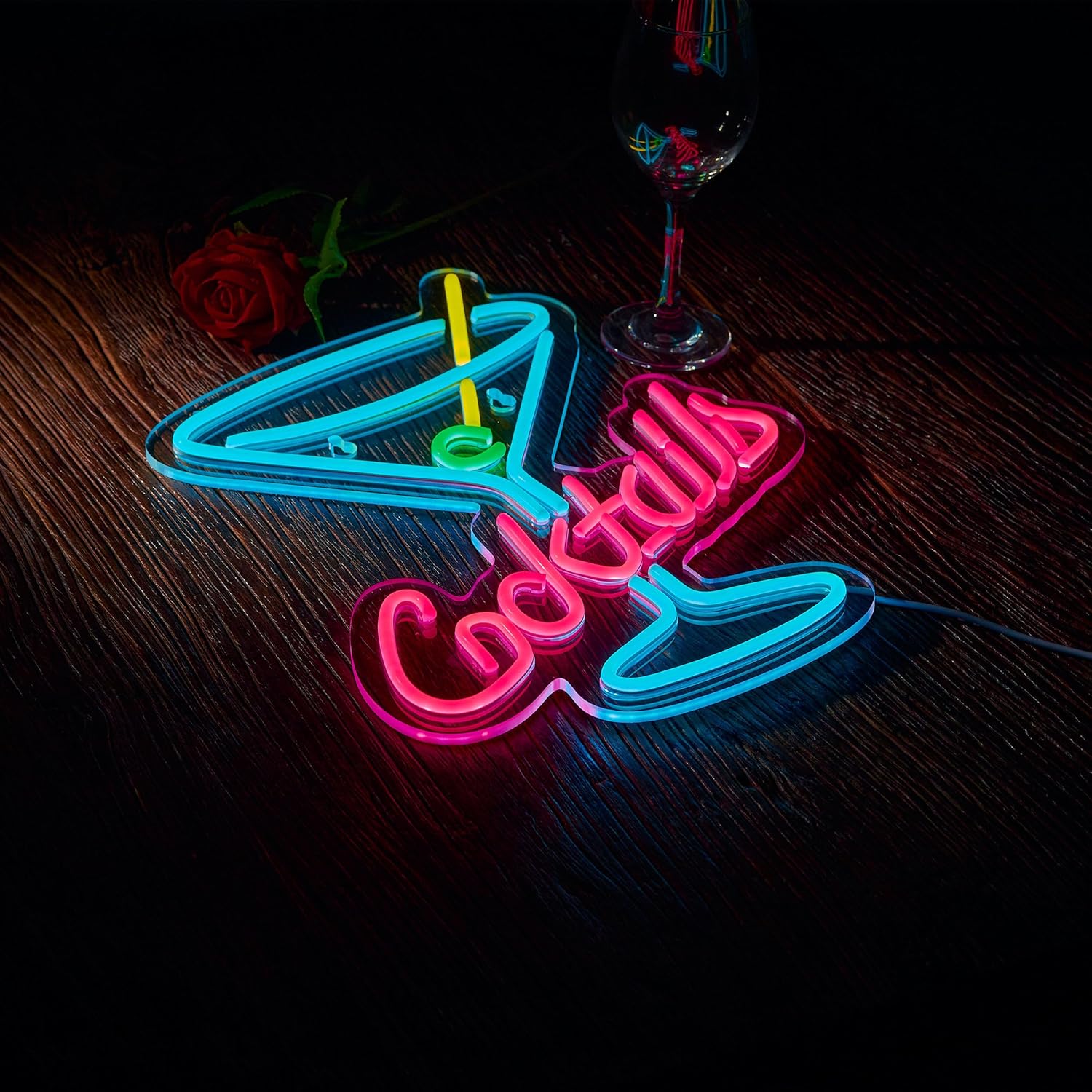 Cocktails Bar Neon Sign for Wall Décor Bar Beer Cocktil Neon Signs with Dimmer for Man Cave Wall Sign Decor(16X12inches) - Image 6