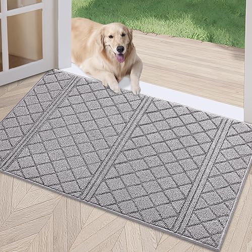 Miniatura 10 de REFETONE Tapete para puerta de interior, 32 x 40 pulgadas, antideslizante, absorbente, resistente a la suciedad, lavable a máquina y perfil bajo,