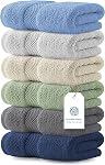 Luxury Multicolor Hand Towels - Soft 100% Turkish Cotton | Highly Absorbent Hotel spa Bathroom Towel Collection | 16x30 Inch | Set of 6