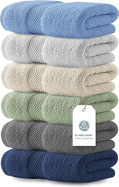 Luxury Multicolor Hand Towels - Soft 100% Turkish Cotton | Highly Absorbent Hotel spa Bathroom Towel Collection | 16x30 Inch | Set of 6