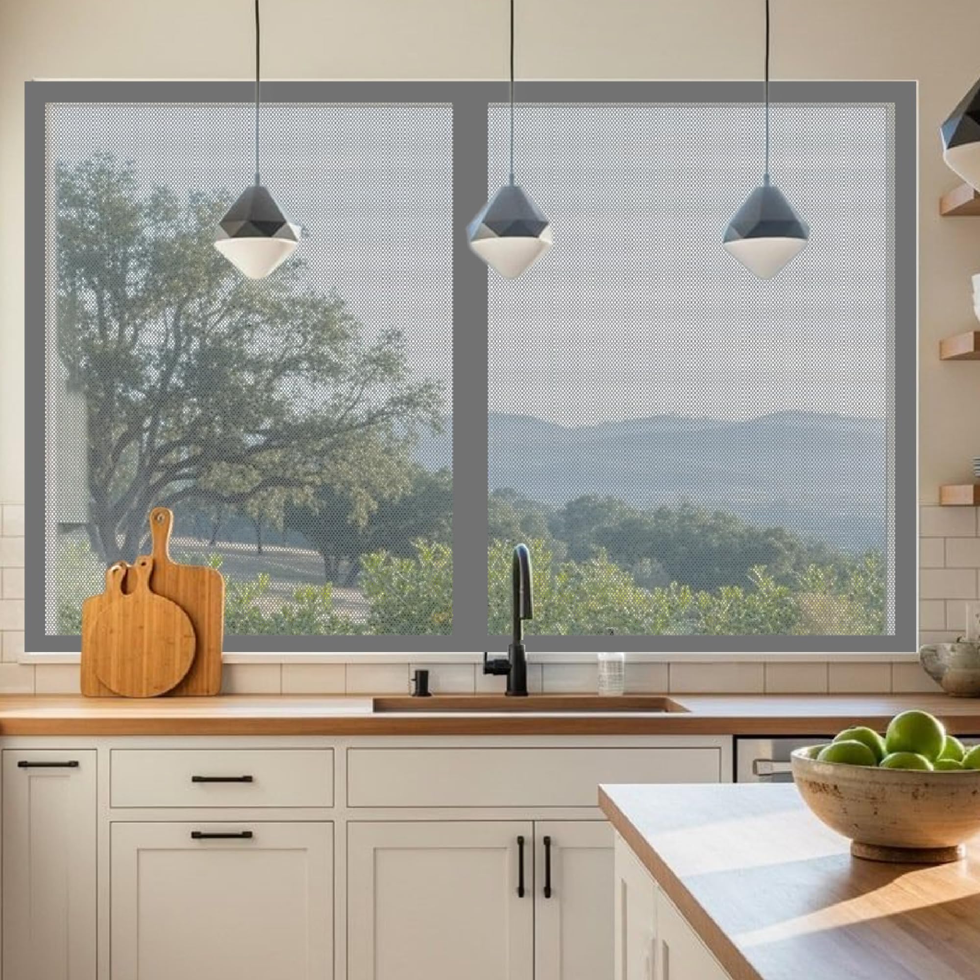 Adjustable Magnetic Fly Screen Window 115 x 175 cm Selfadhesive Tape Reinforced Thickened Window Screen Easy Installation for Living Room Bedroom Offfice, Grey