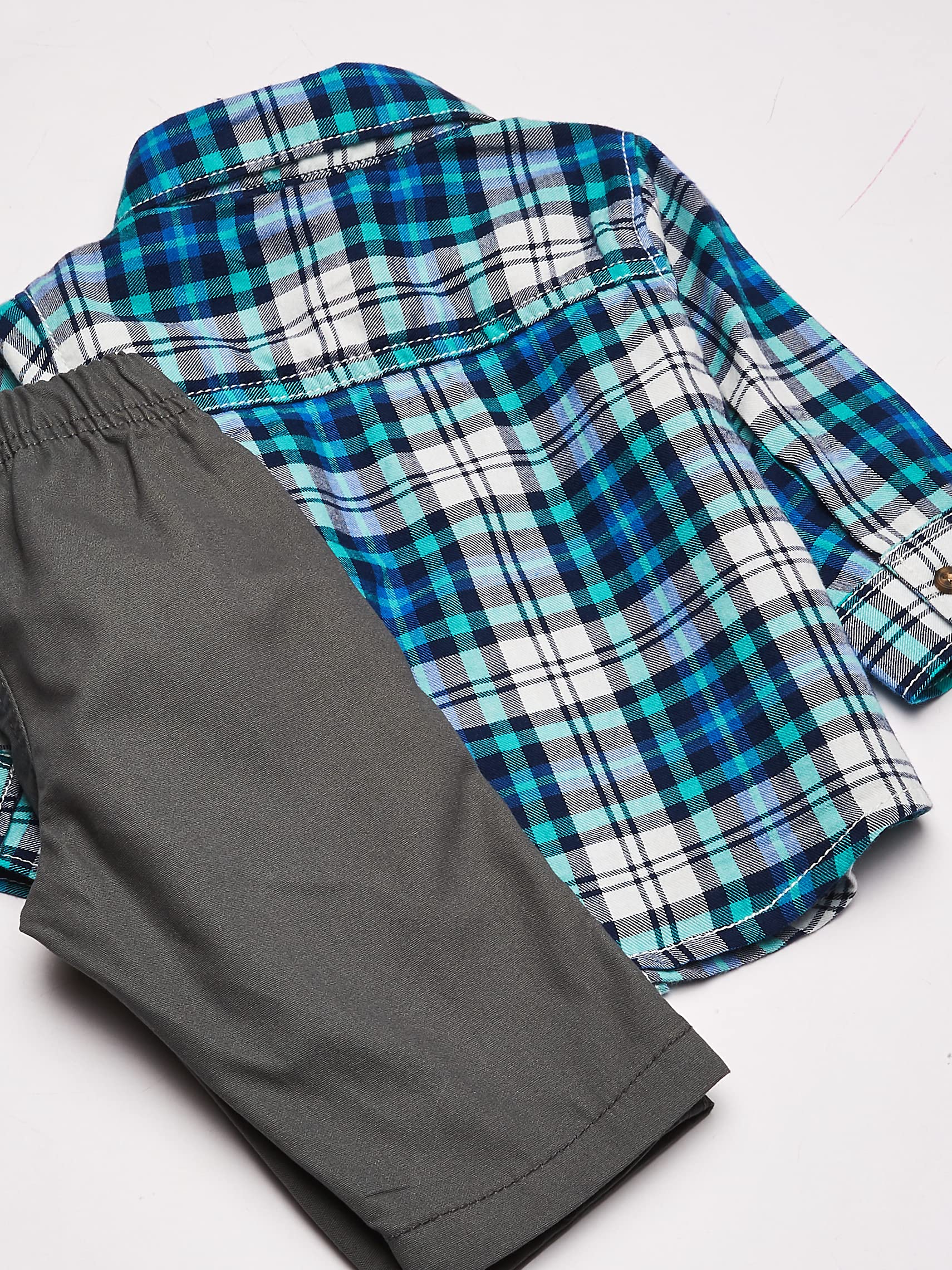 Carter's Baby Boys' 2 Pc Playwear Sets 229g255, Green/Blue Plaid, NB