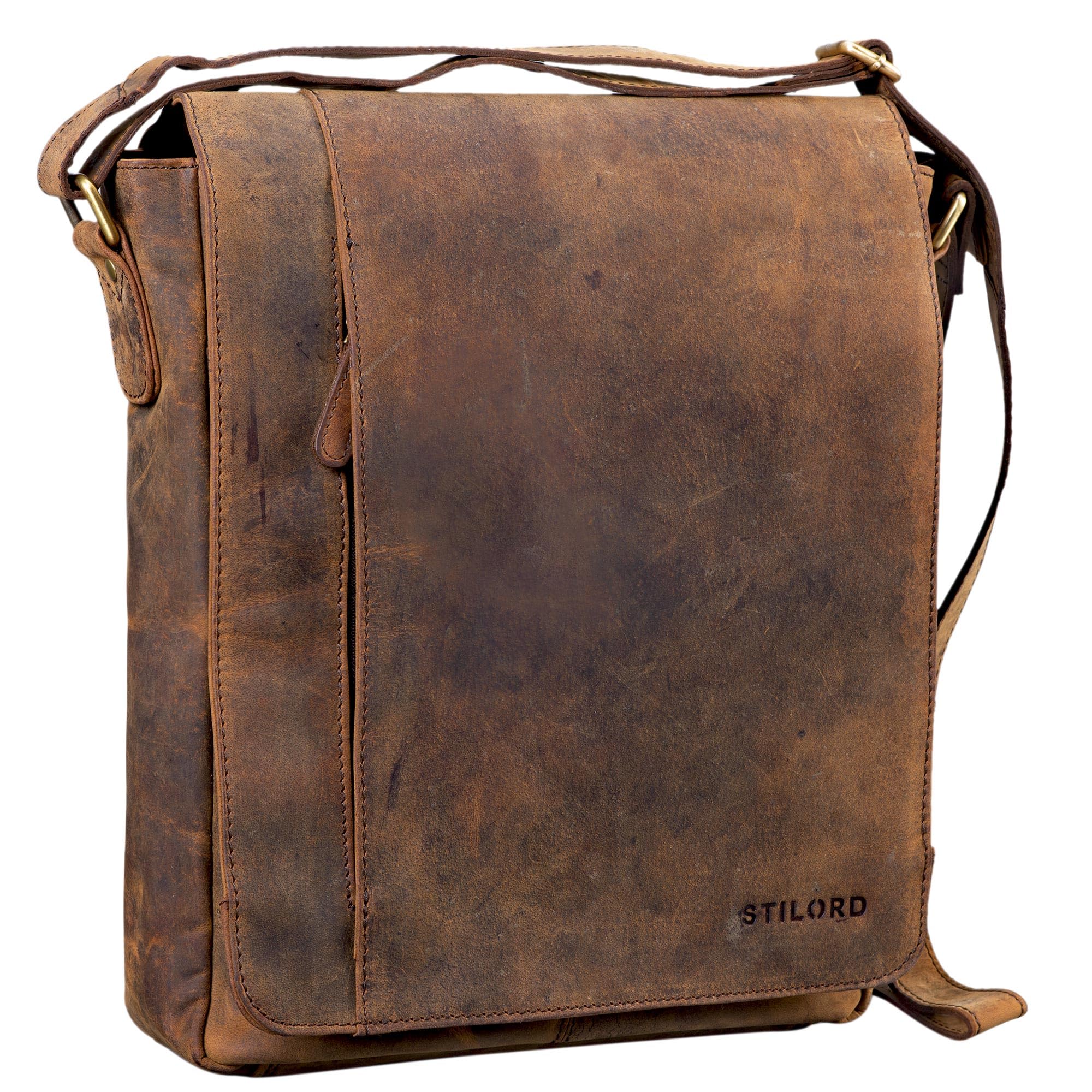 STILORD Paul Umhängetasche Herren Leder Hochformat Messenger Bag im Vintage Design Ledertasche für 13,3 Zoll MacBook iPad DIN A4 Herrentasche Echtleder Farbe:Colorado - braun