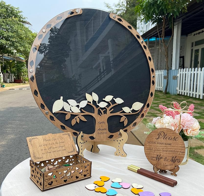 Tree with Leaves Personalized Wedding Guest Book